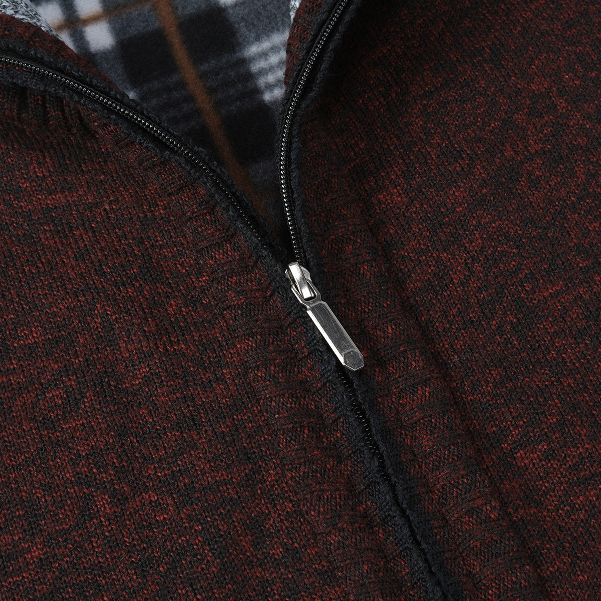 Mens Solid Color Stand Collar Long Sleeve Cardigan Wine Red