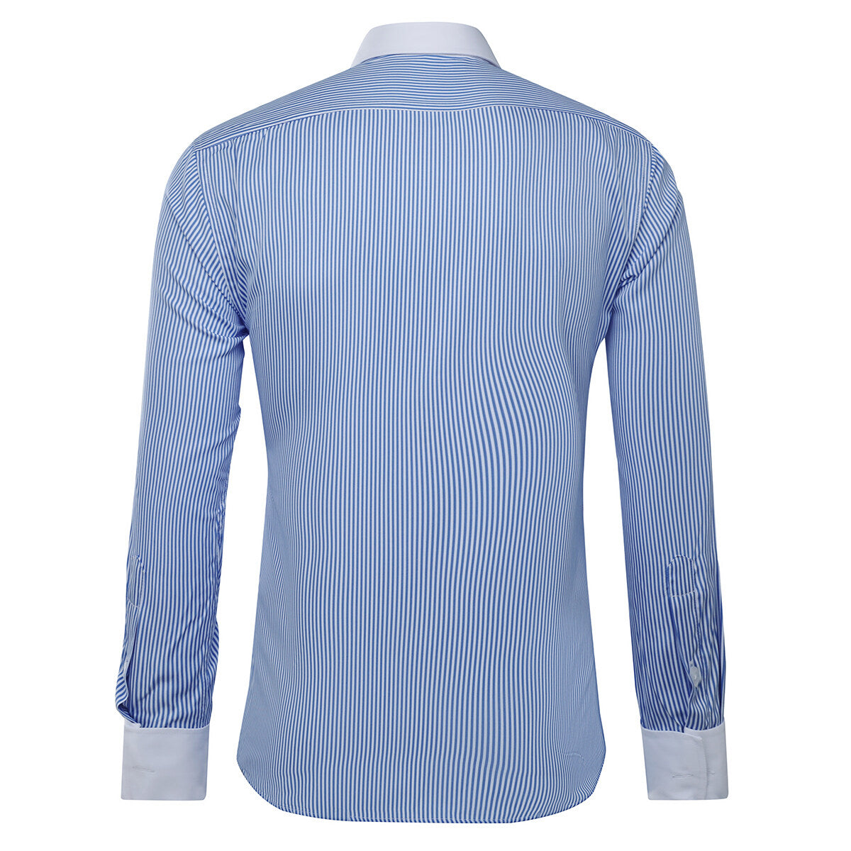 Herrenhemd Slim Fit Button-Down-Streifen Karohemd Blau
