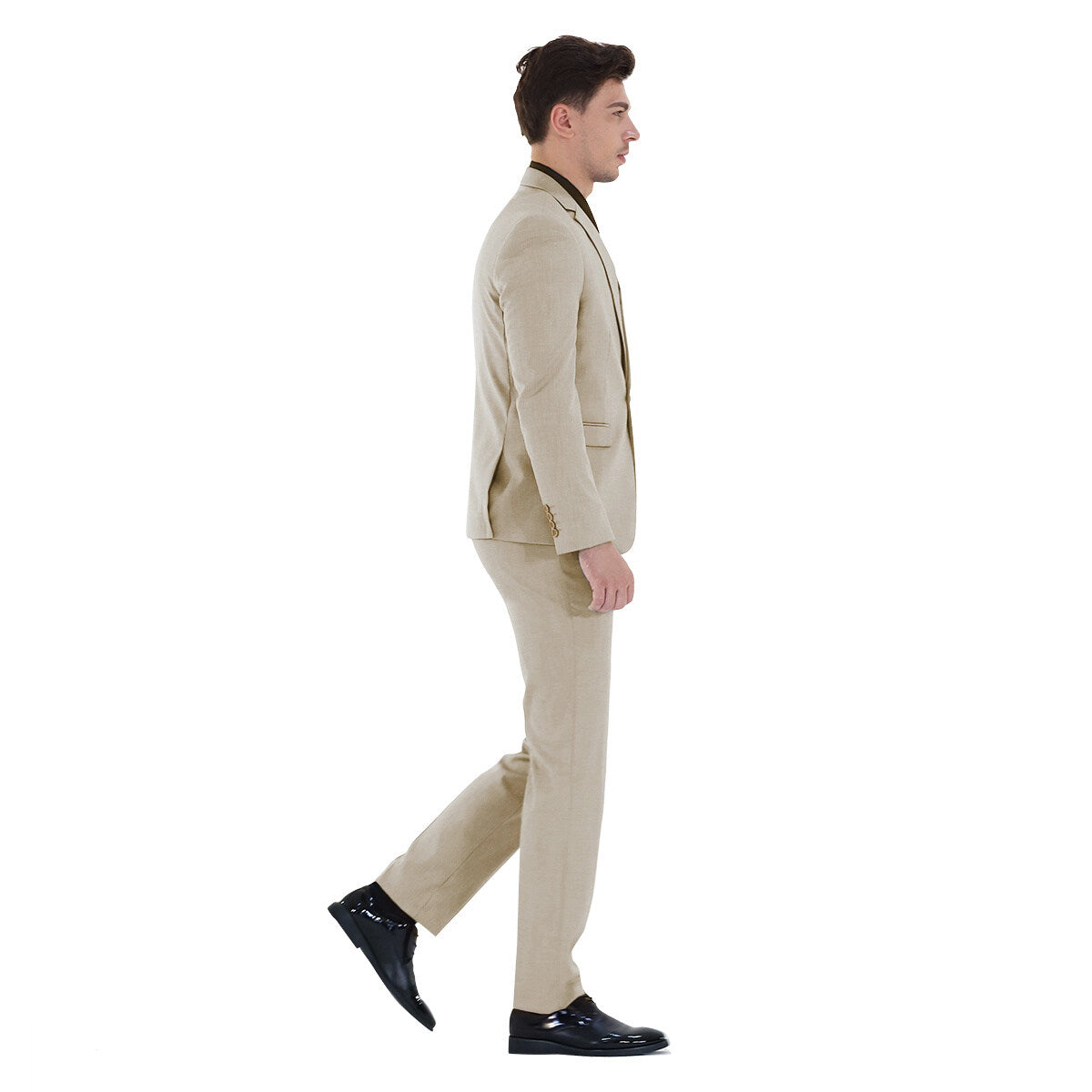3-Piece One Button Formal Suit Beige Suit