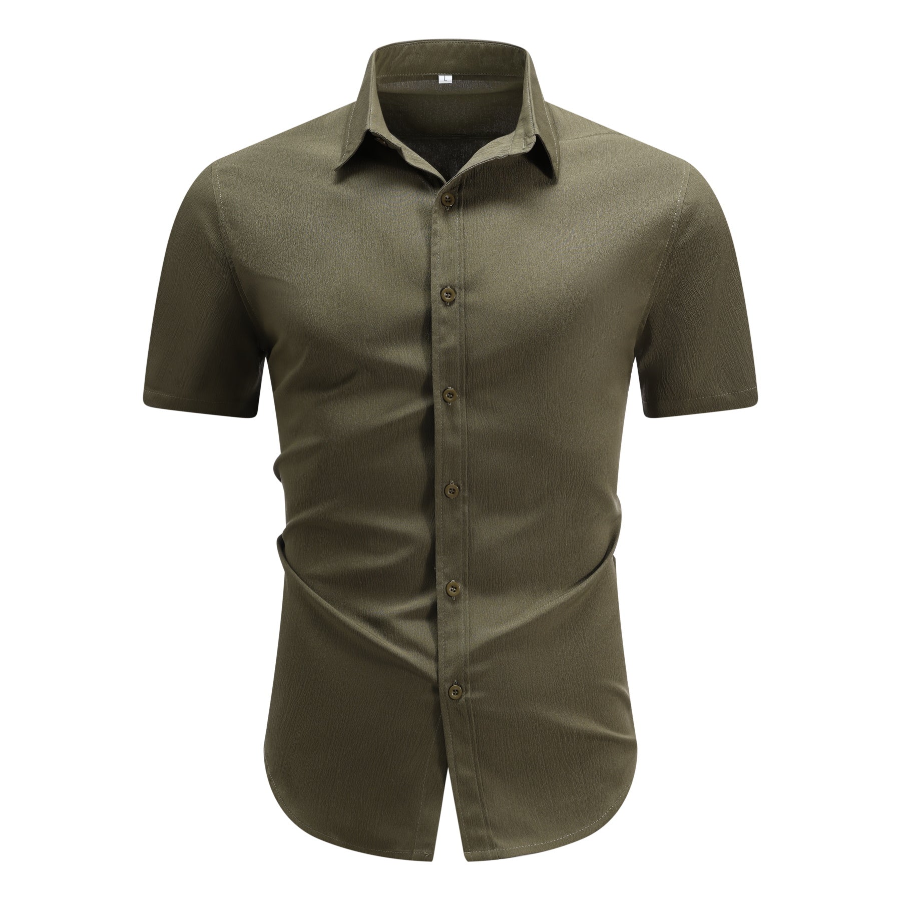 Herren Kurzarm Sommerhemd Regular Fit Leinenhemd Business Grün
