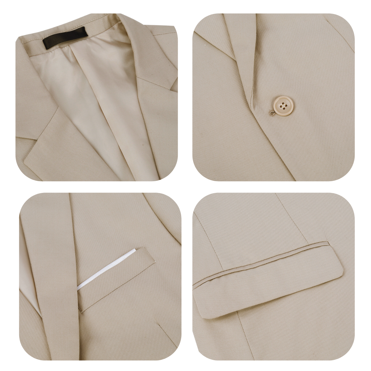 2-Piece Slim Fit Simple Designed Beige Suit