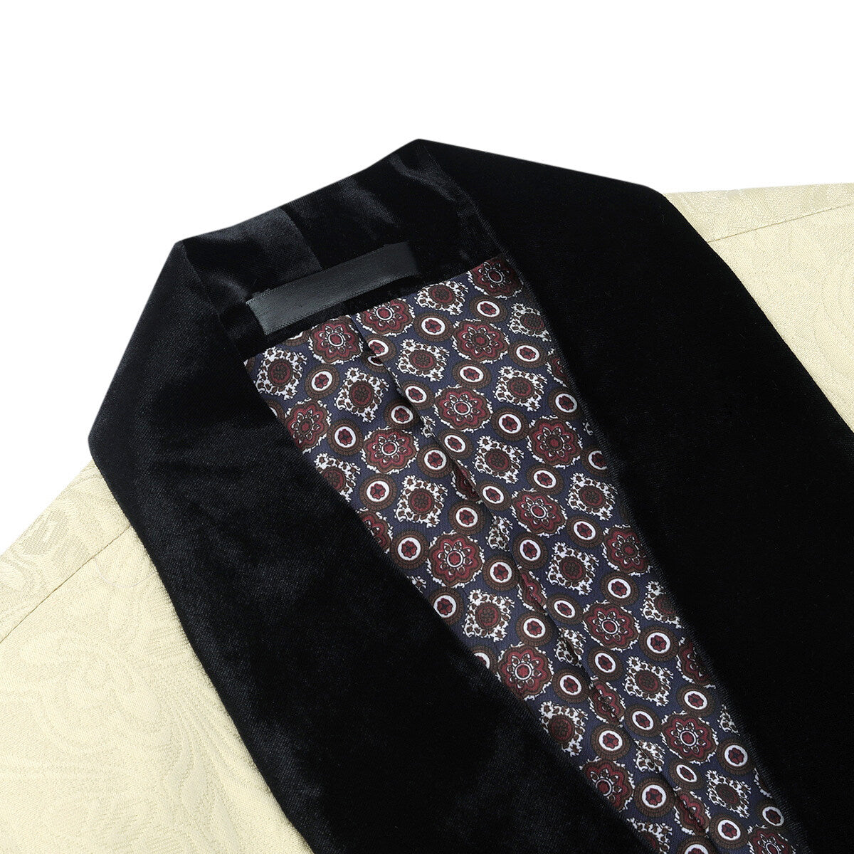 3-Piece Paisley Khaki Suit Shawl Collar Suit