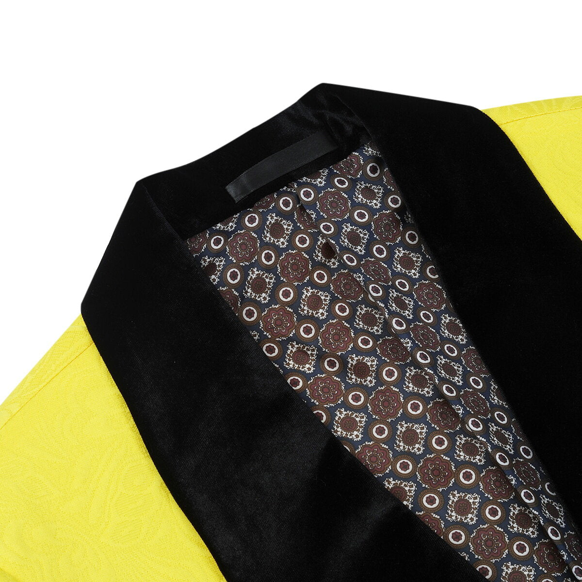 3-Piece Paisley Yellow Suit Shawl Collar Suit