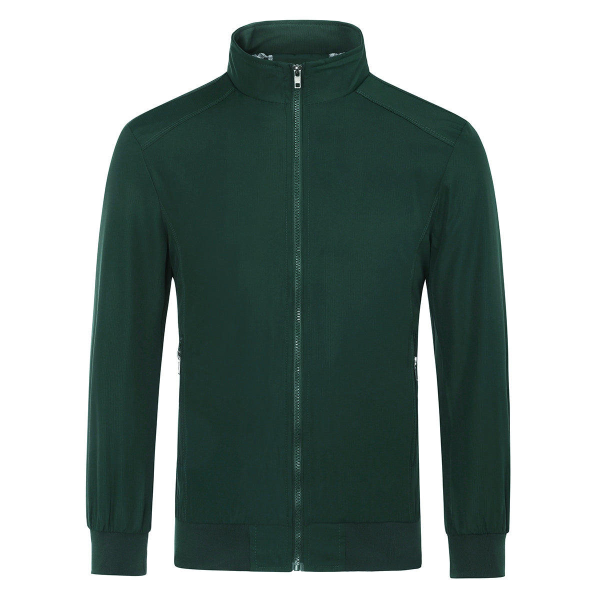 Mens Solid Stand Collar Jacket Green