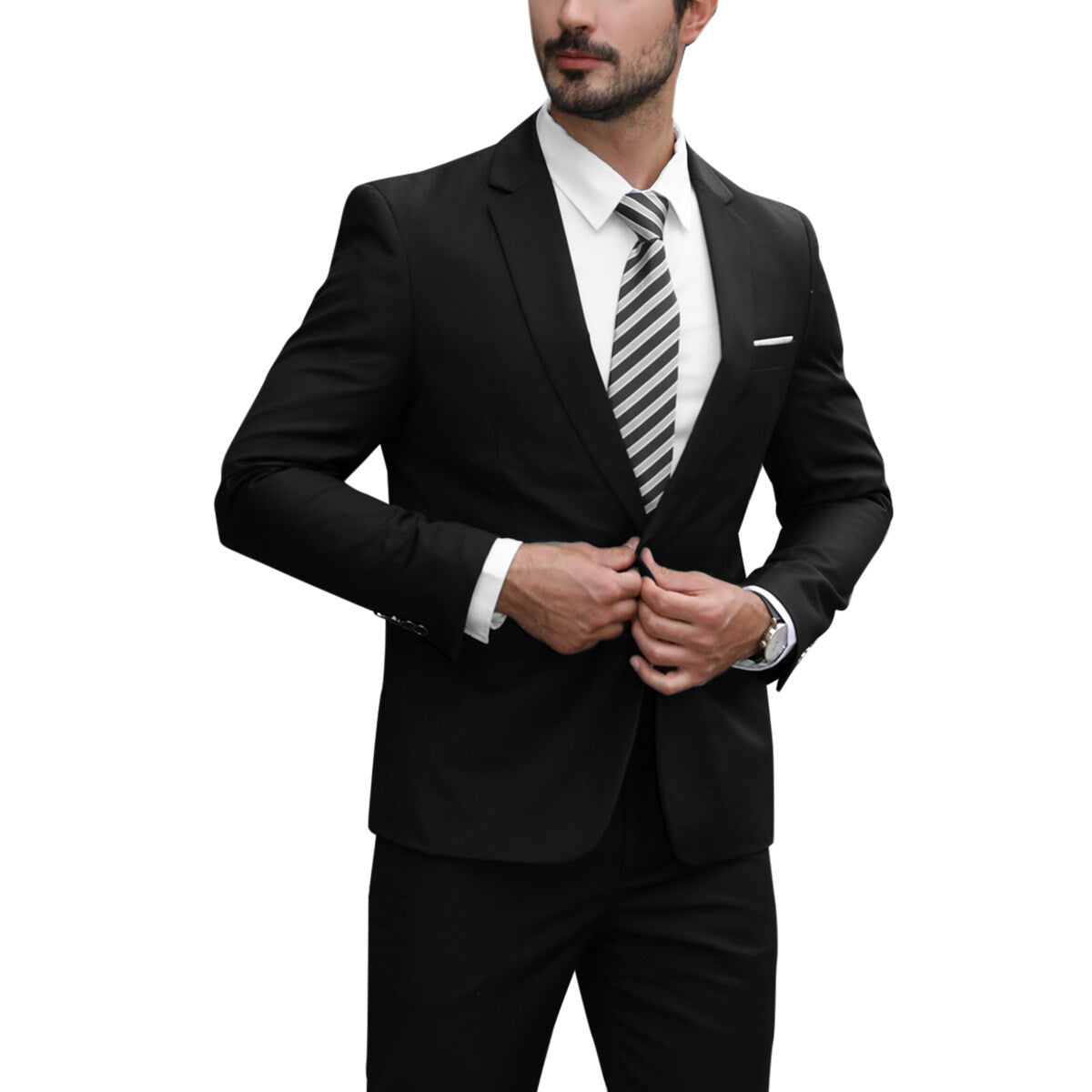 Black 2-Piece Slim Fit Minimalist Design Suit