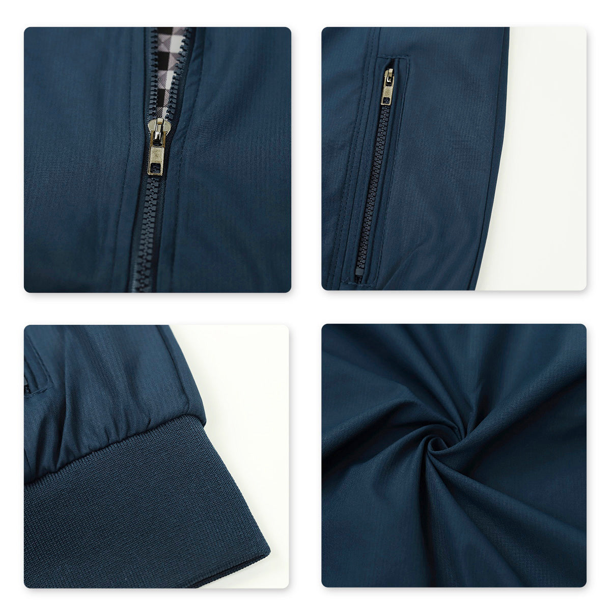 Mens Solid Stand Collar Jacket Blue