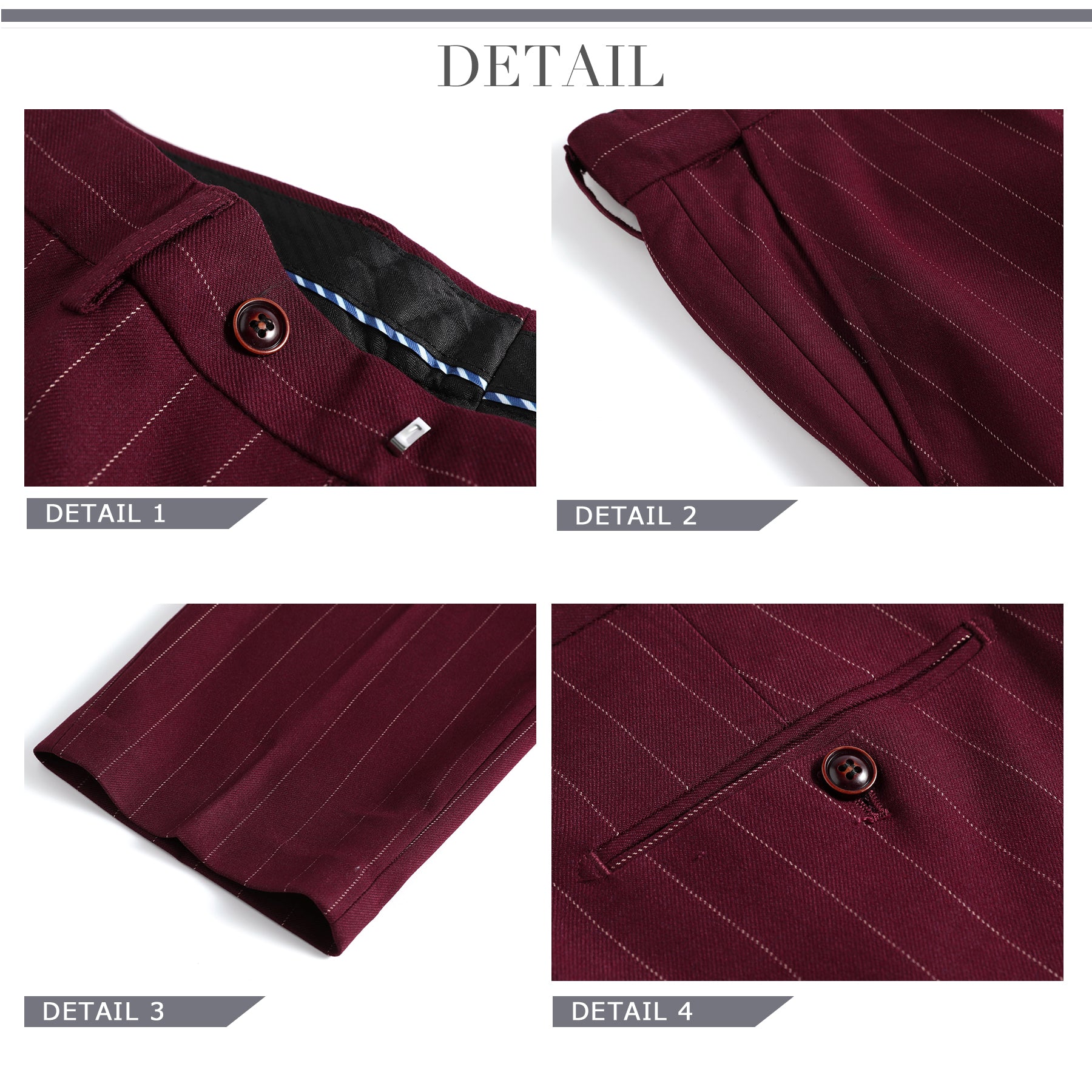 3-Piece Red Suit Stripe Design Suit