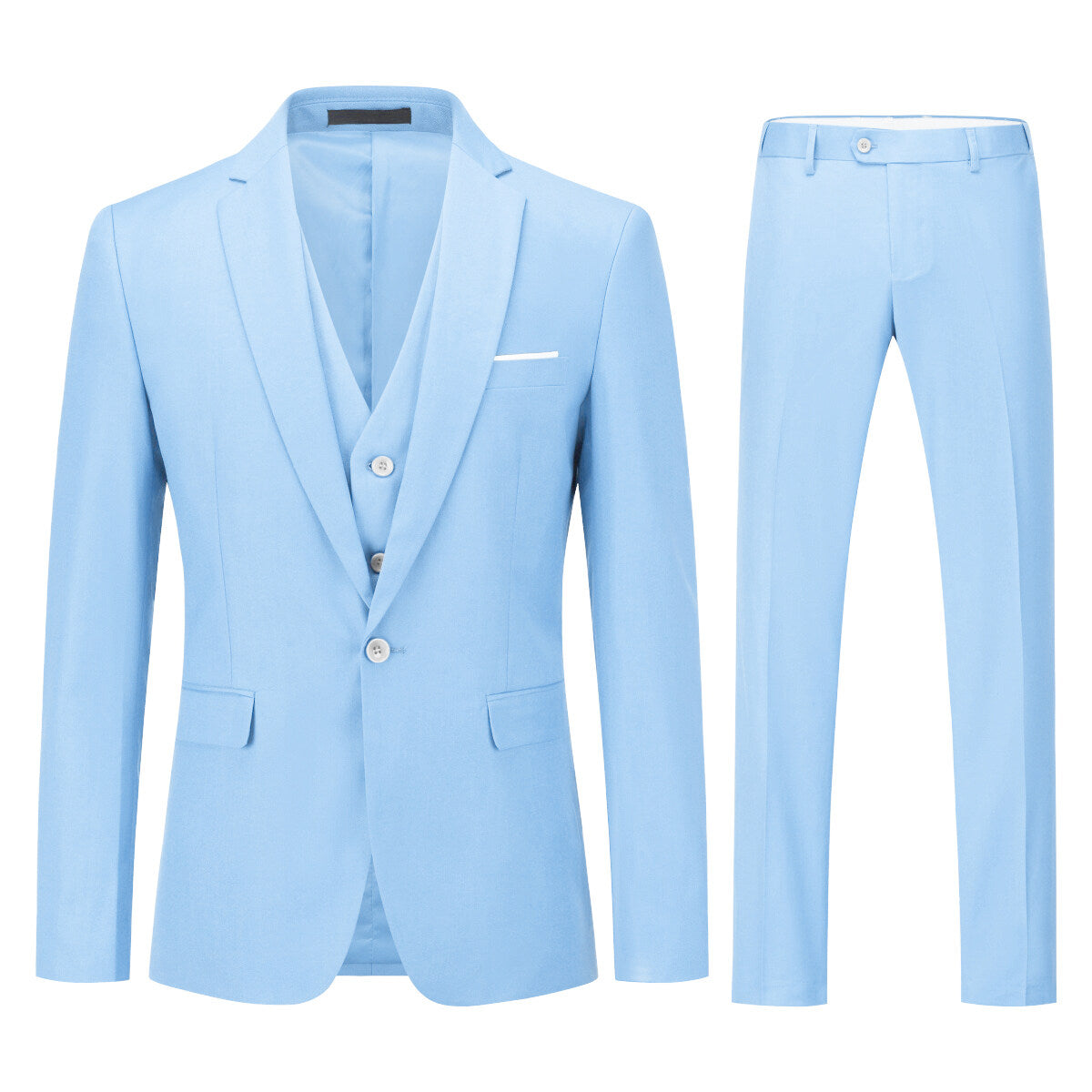 Light Blue 3-Piece Slim Fit Classic Suit