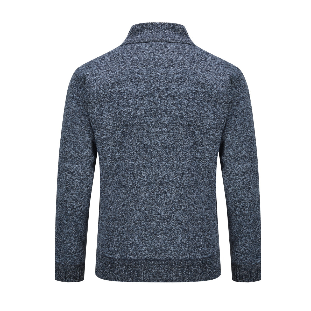 Mens Solid Color Stand Collar Long Sleeve Cardigan Blue