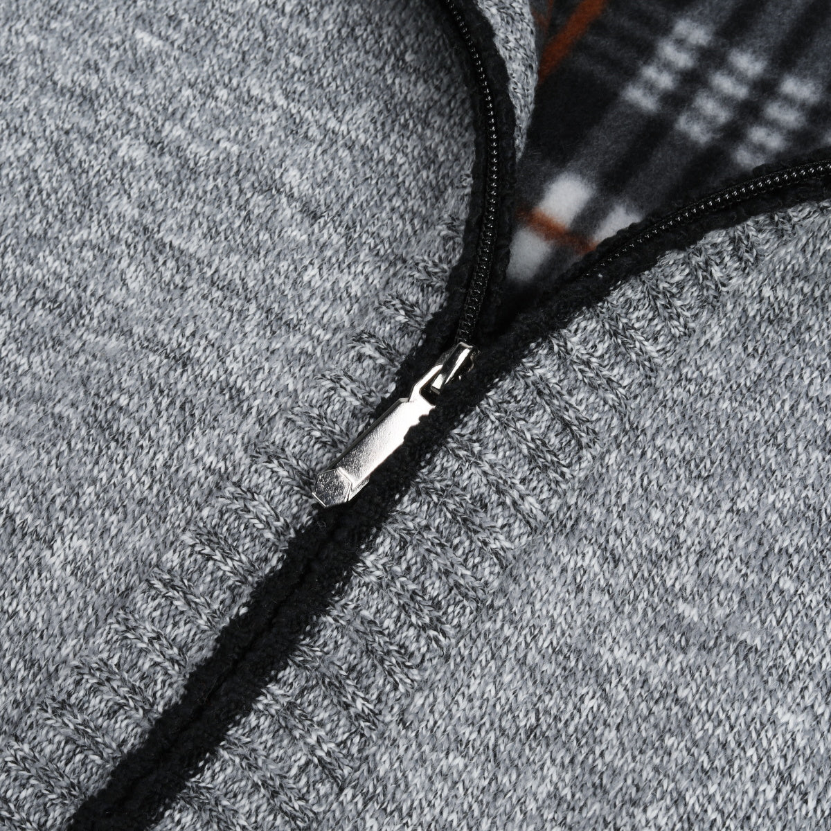Mens Solid Color Stand Collar Long Sleeve Cardigan Grey