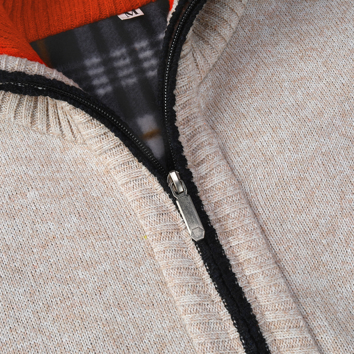 Mens Solid Color Stand Collar Long Sleeve Cardigan Beige