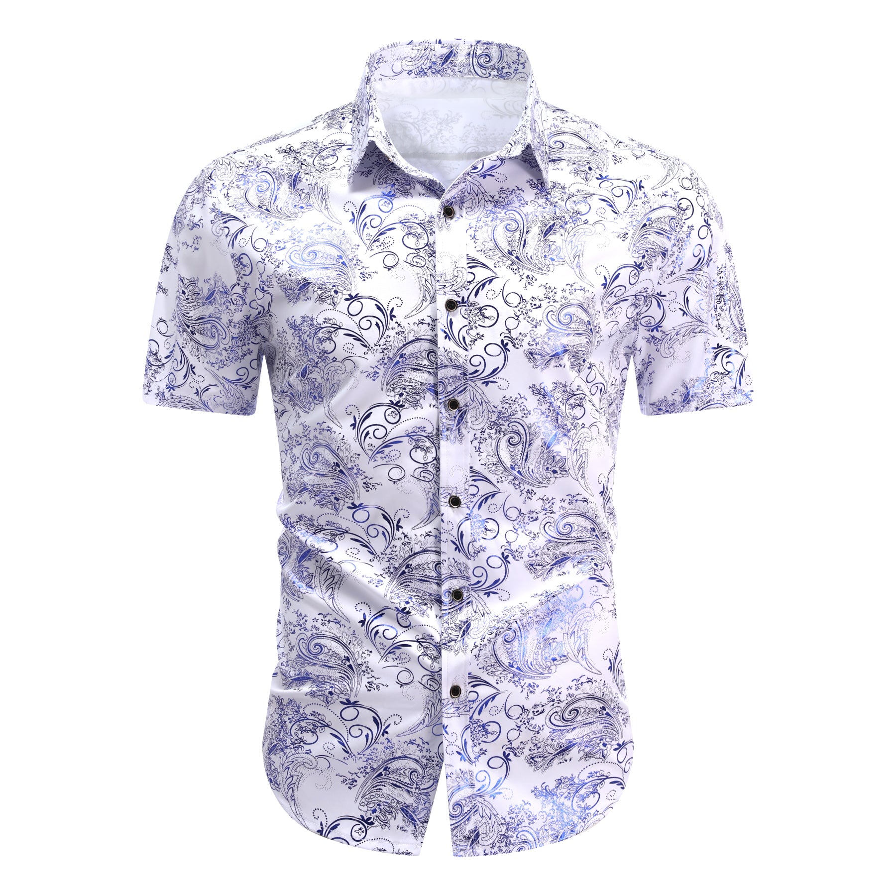 2-teiliger Sommeranzug im Hawaii-Print-Stil für Herren, Weiß