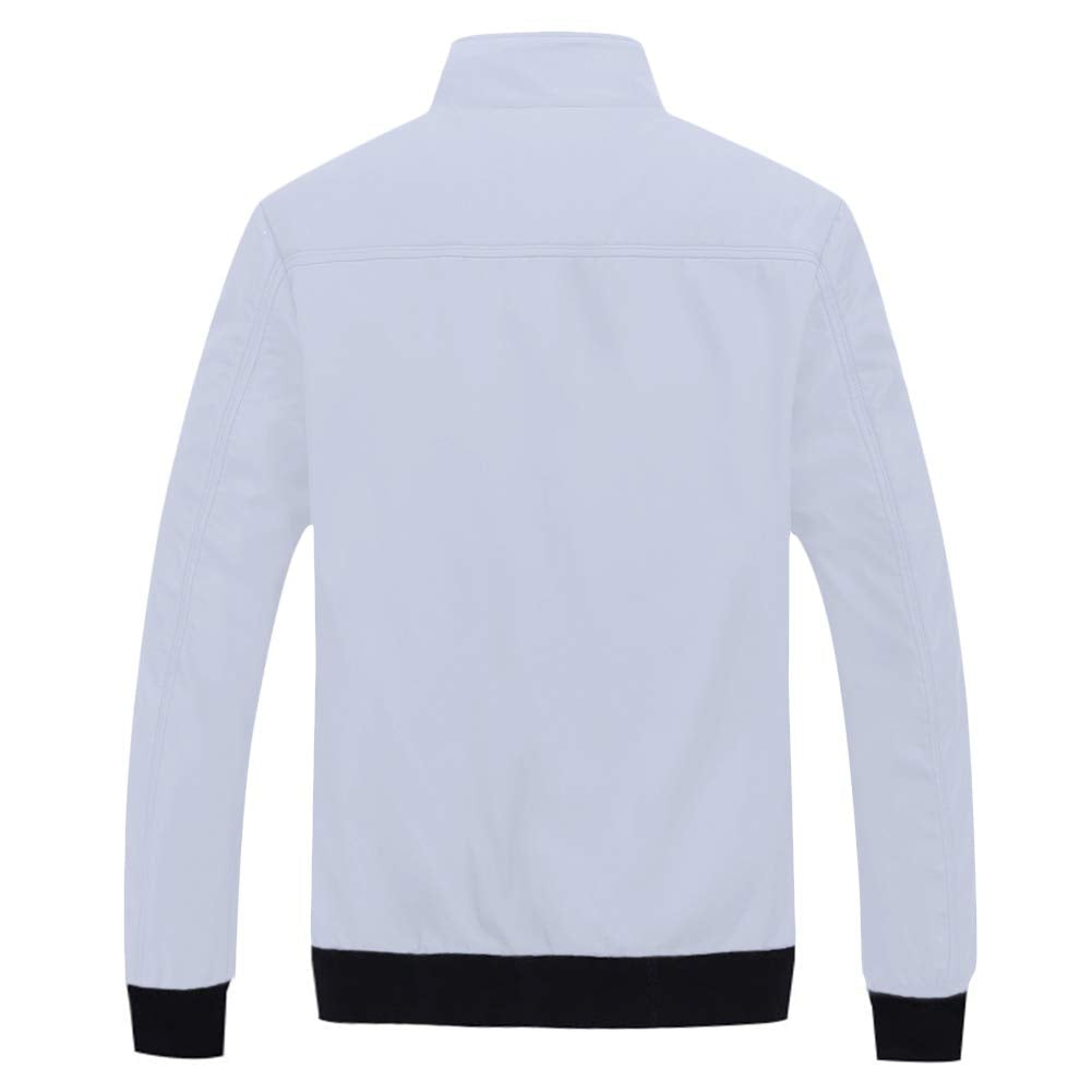 Mens Solid Stand Collar Jacket Light Grey