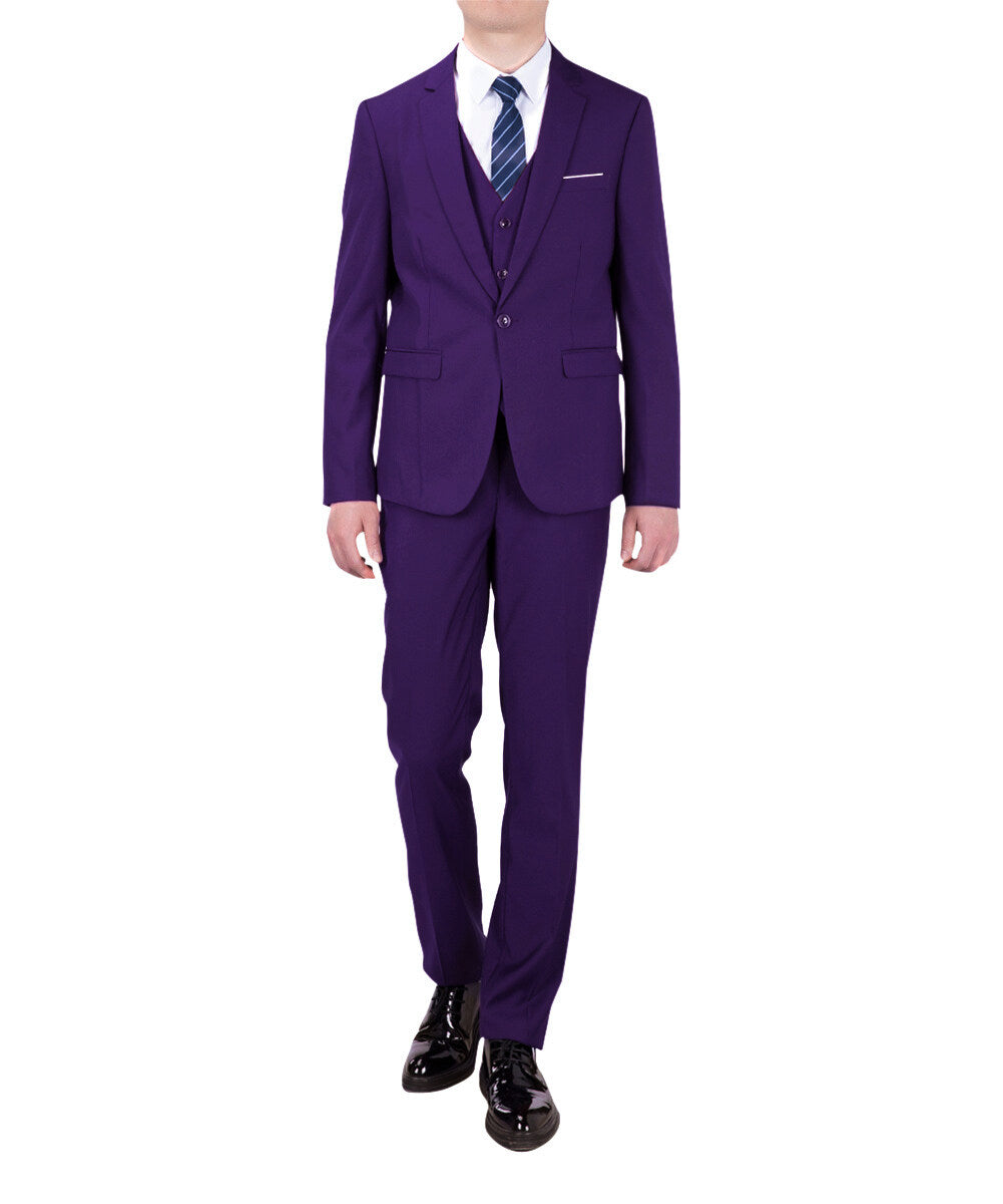 3-Piece Slim Fit Classic Violet Purple Suit