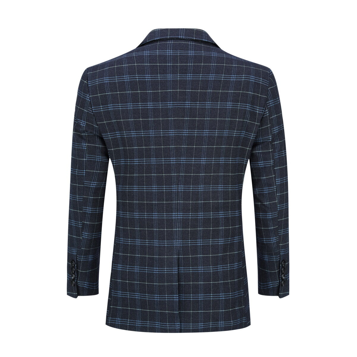 Mens 3-Piece Slim Fit Vintage Plaid Black Suit