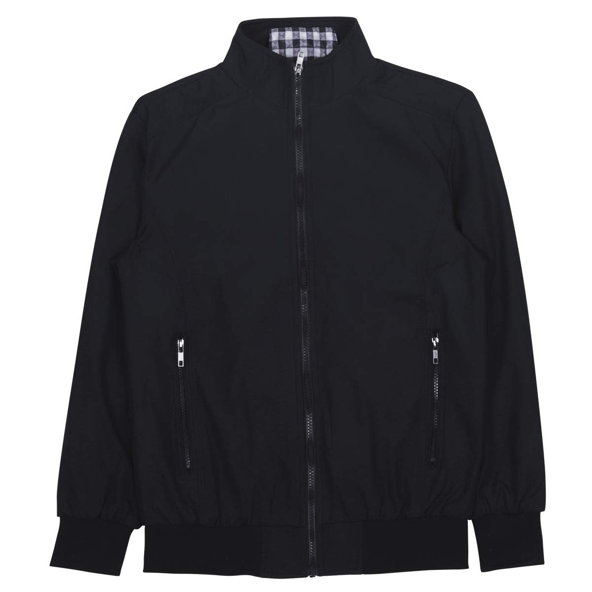 Mens Solid Stand Collar Jacket Black