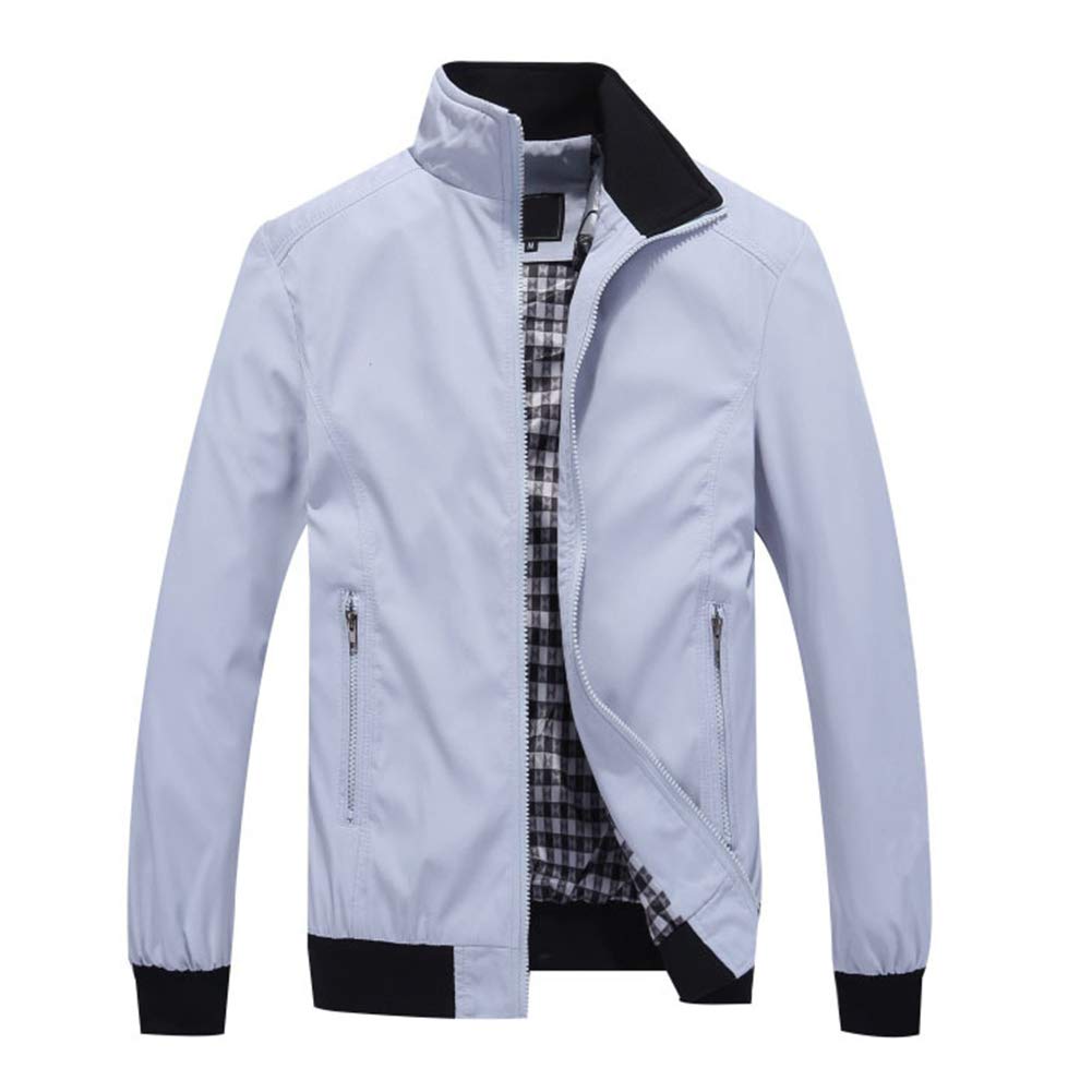 Mens Solid Stand Collar Jacket Light Grey