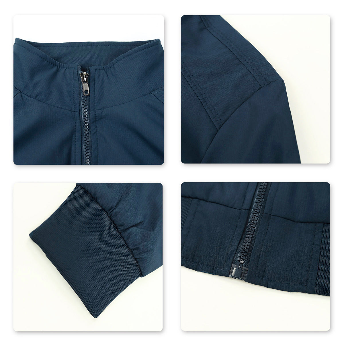 Mens Solid Stand Collar Jacket Blue