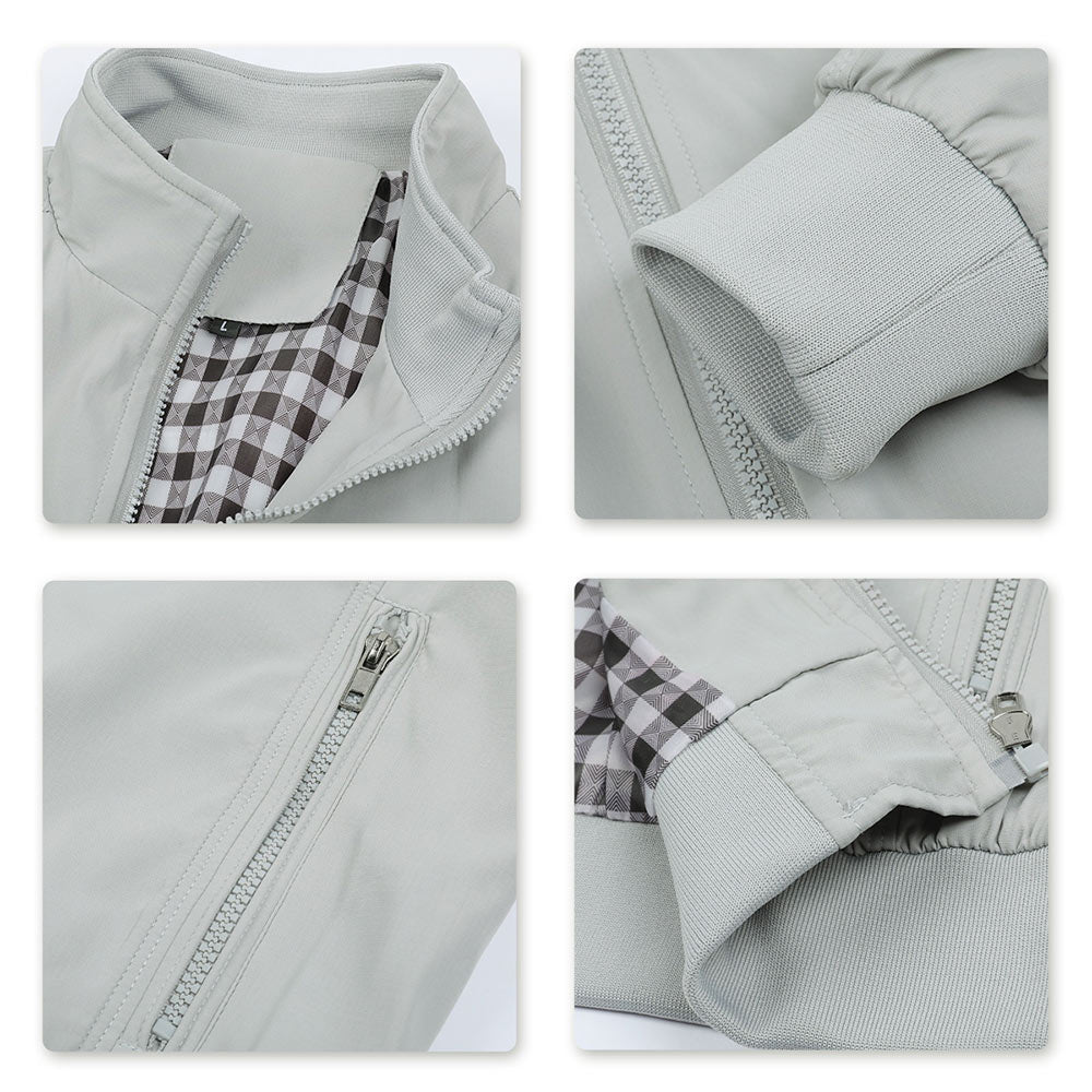 Mens Solid Stand Collar Jacket Grey