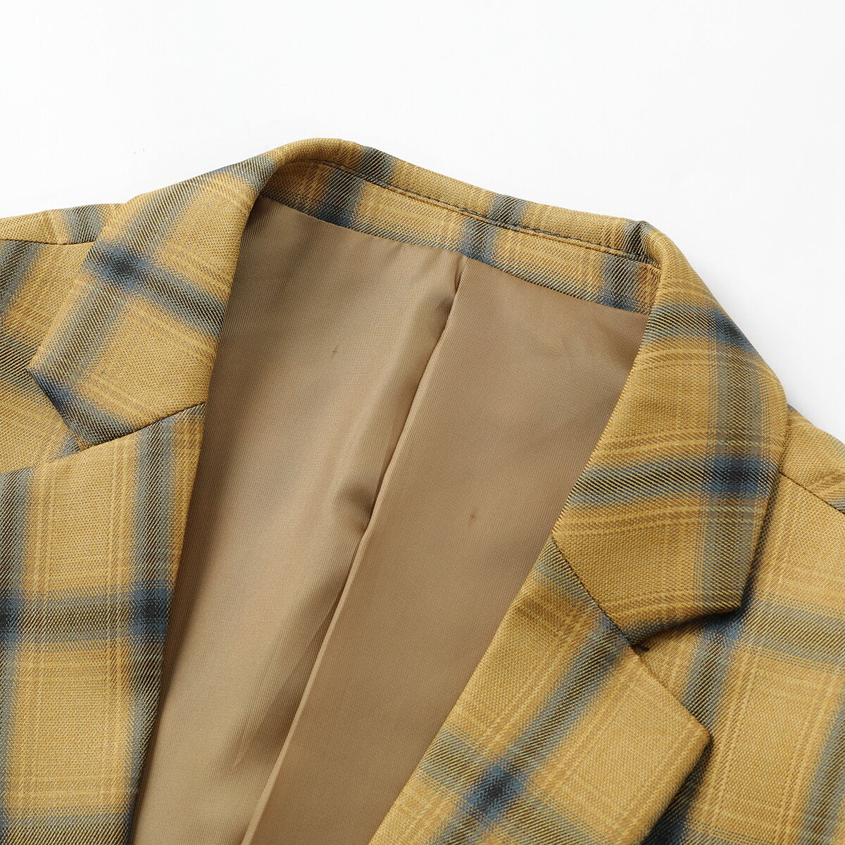 Plaid Stripe Suit Slim Fit 2-Piece Suit Yellow