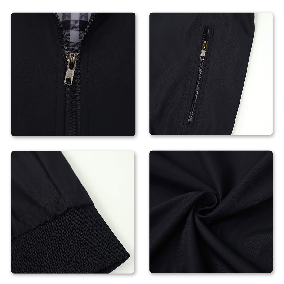 Mens Solid Stand Collar Jacket Black