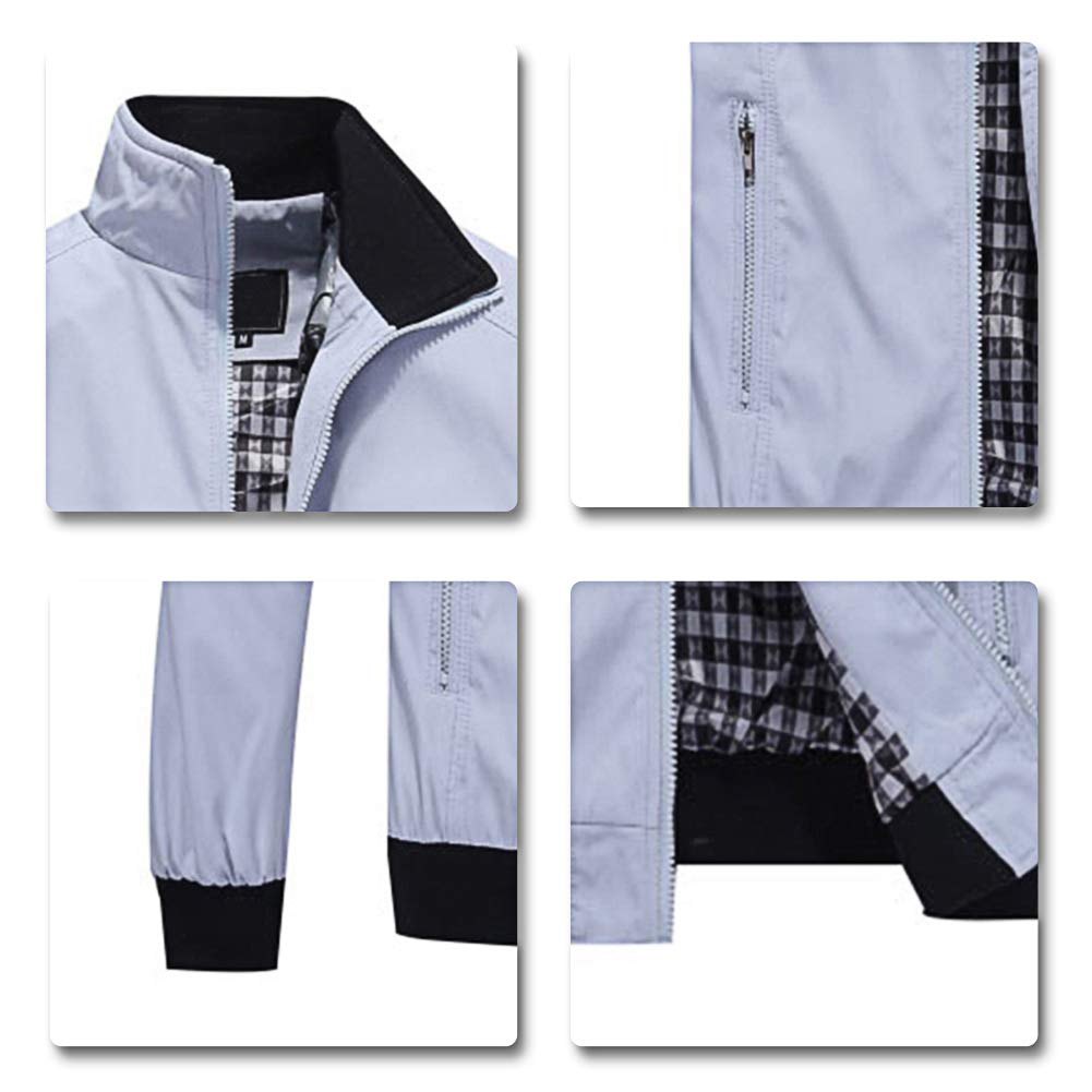 Mens Solid Stand Collar Jacket Light Grey