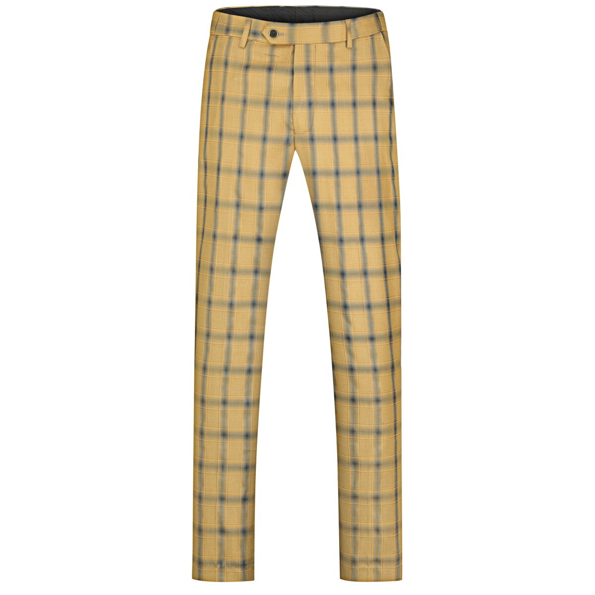 Plaid Stripe Suit Slim Fit 2-Piece Suit Yellow