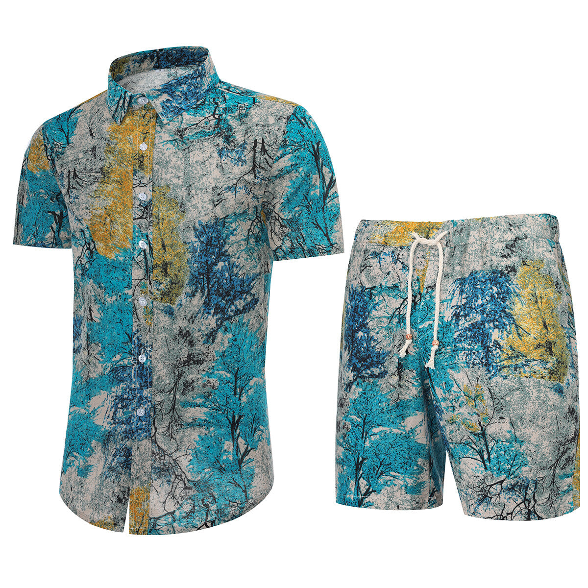 Blue Woods Print 2-Piece Summer Suit