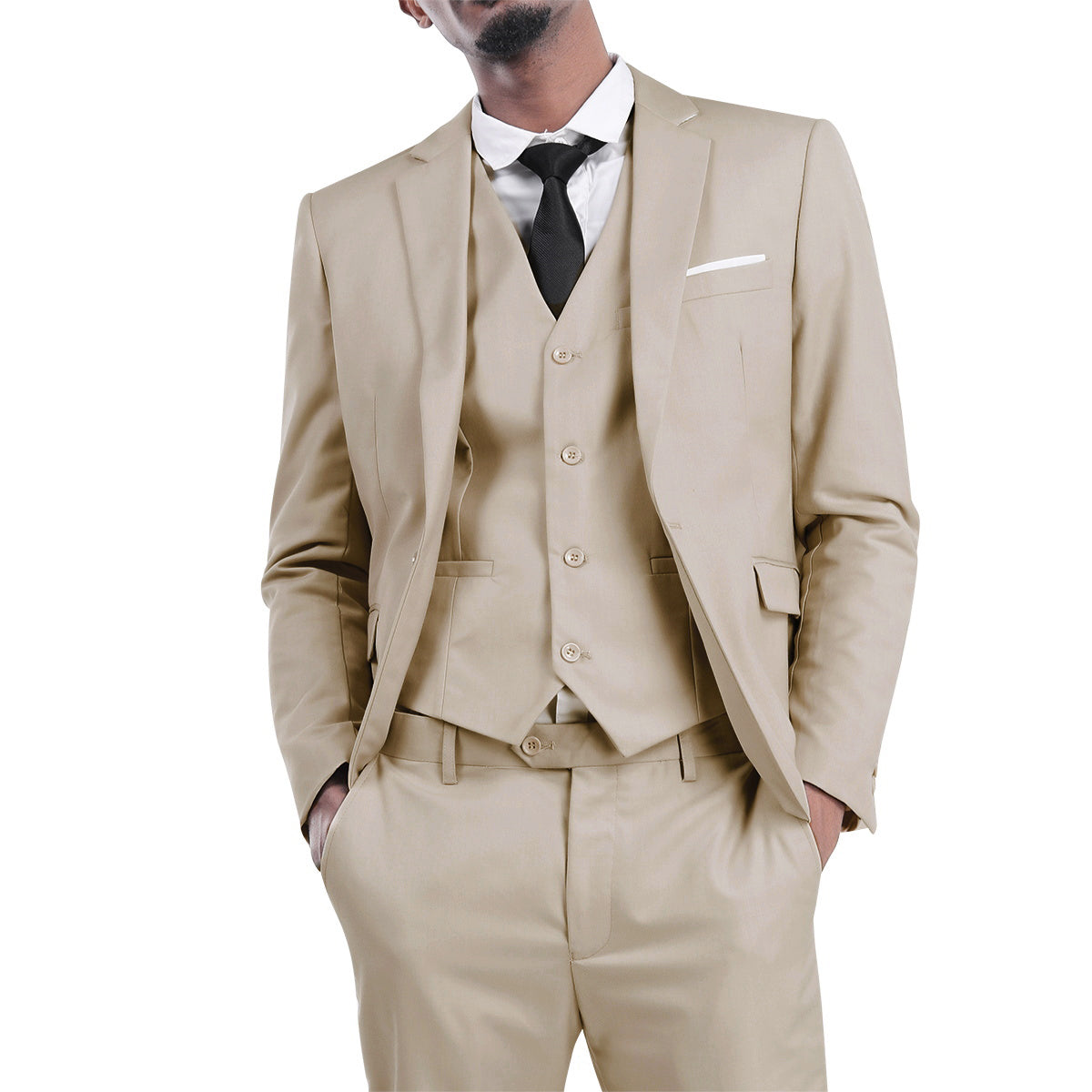 2-Piece Slim Fit Simple Designed Beige Suit