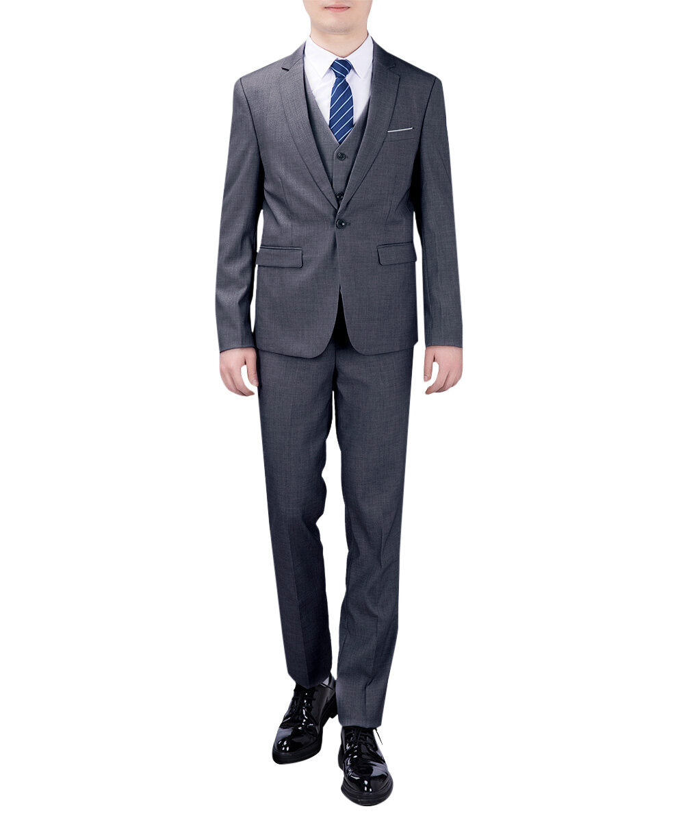 Elegant Dove Grey 3-Piece Suit - Classic One-Button Design