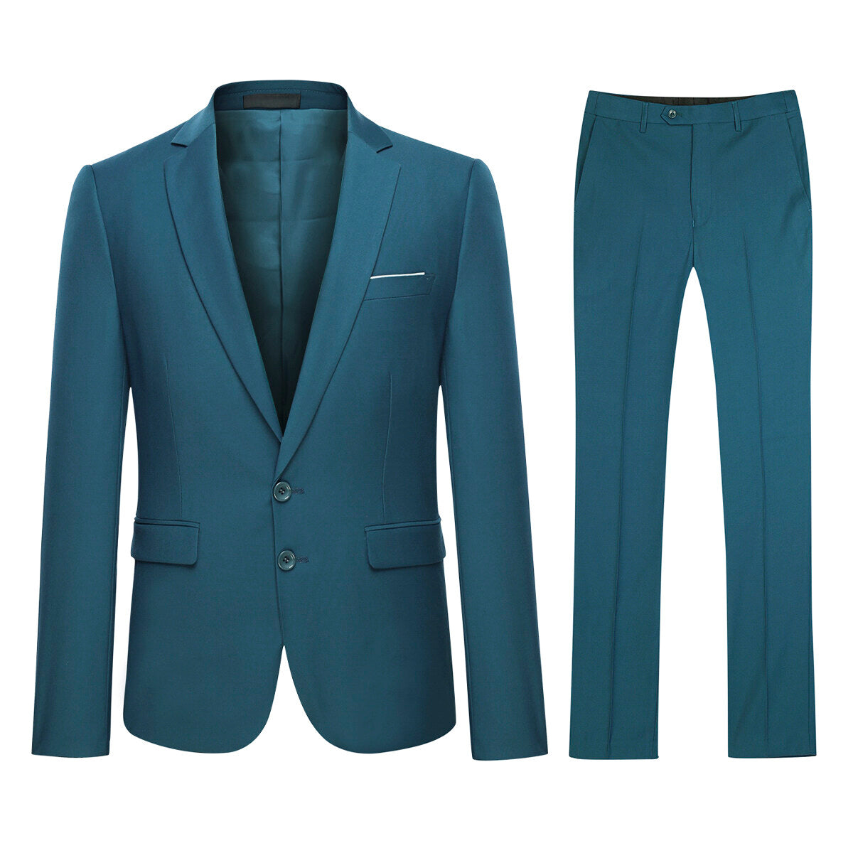 3-Piece Notched Lapel Suit SteelBlue