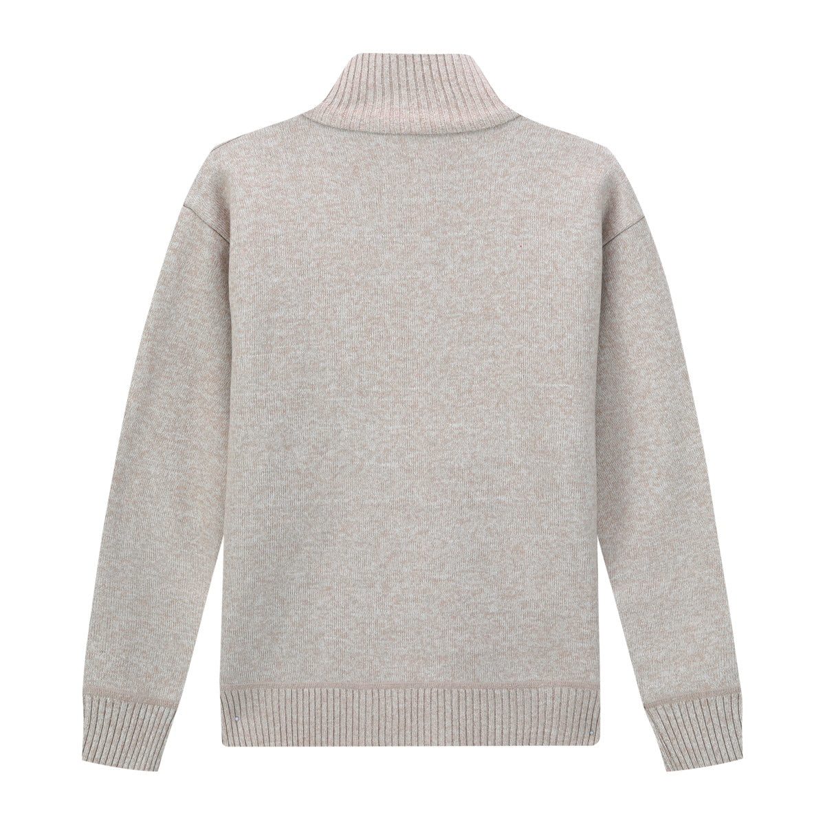 Mens Solid Color Stand Collar Long Sleeve Cardigan Beige