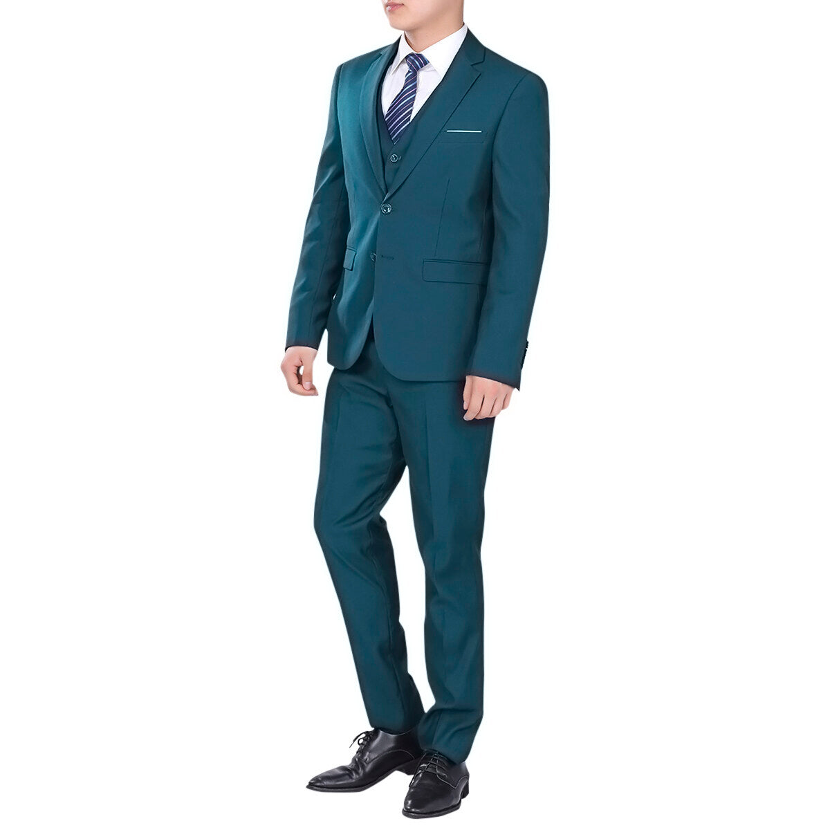 3-Piece Notched Lapel Suit SteelBlue