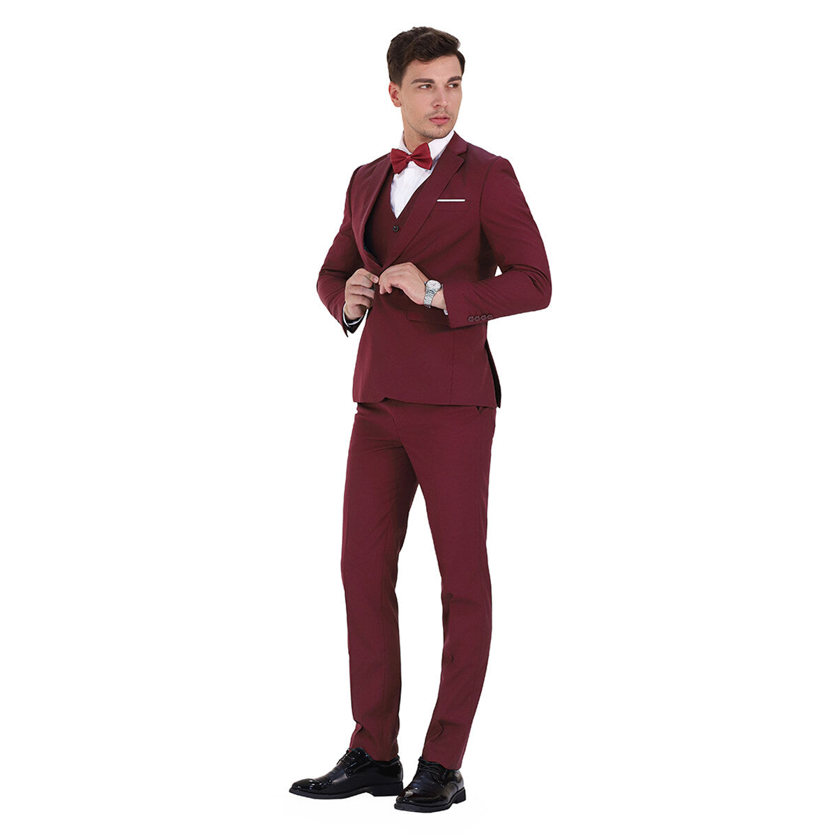 3-Piece Slim Fit Classic Maroon Suit