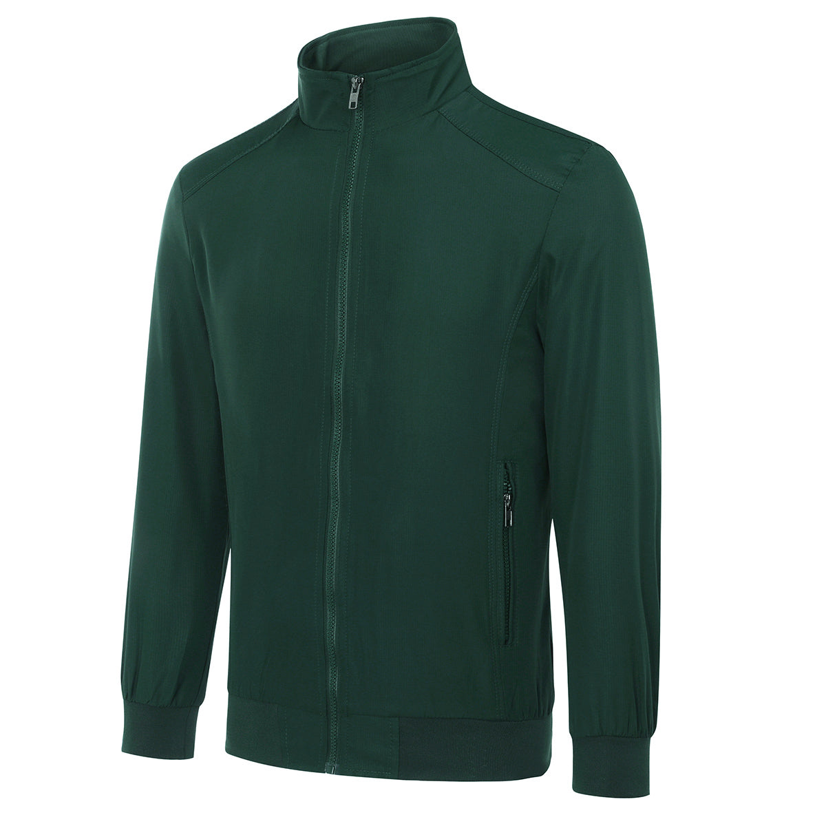 Mens Solid Stand Collar Jacket Green