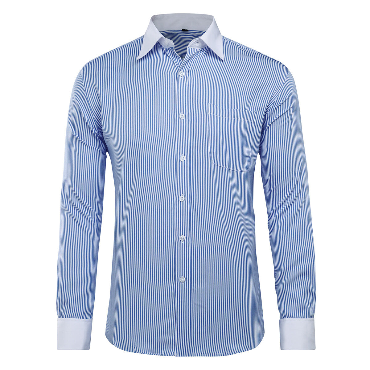 Herrenhemd Slim Fit Button-Down-Streifen Karohemd Blau