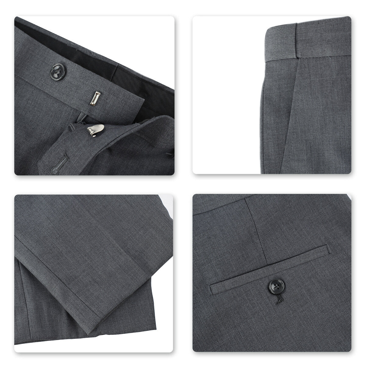 Elegant Dove Grey 3-Piece Suit - Classic One-Button Design