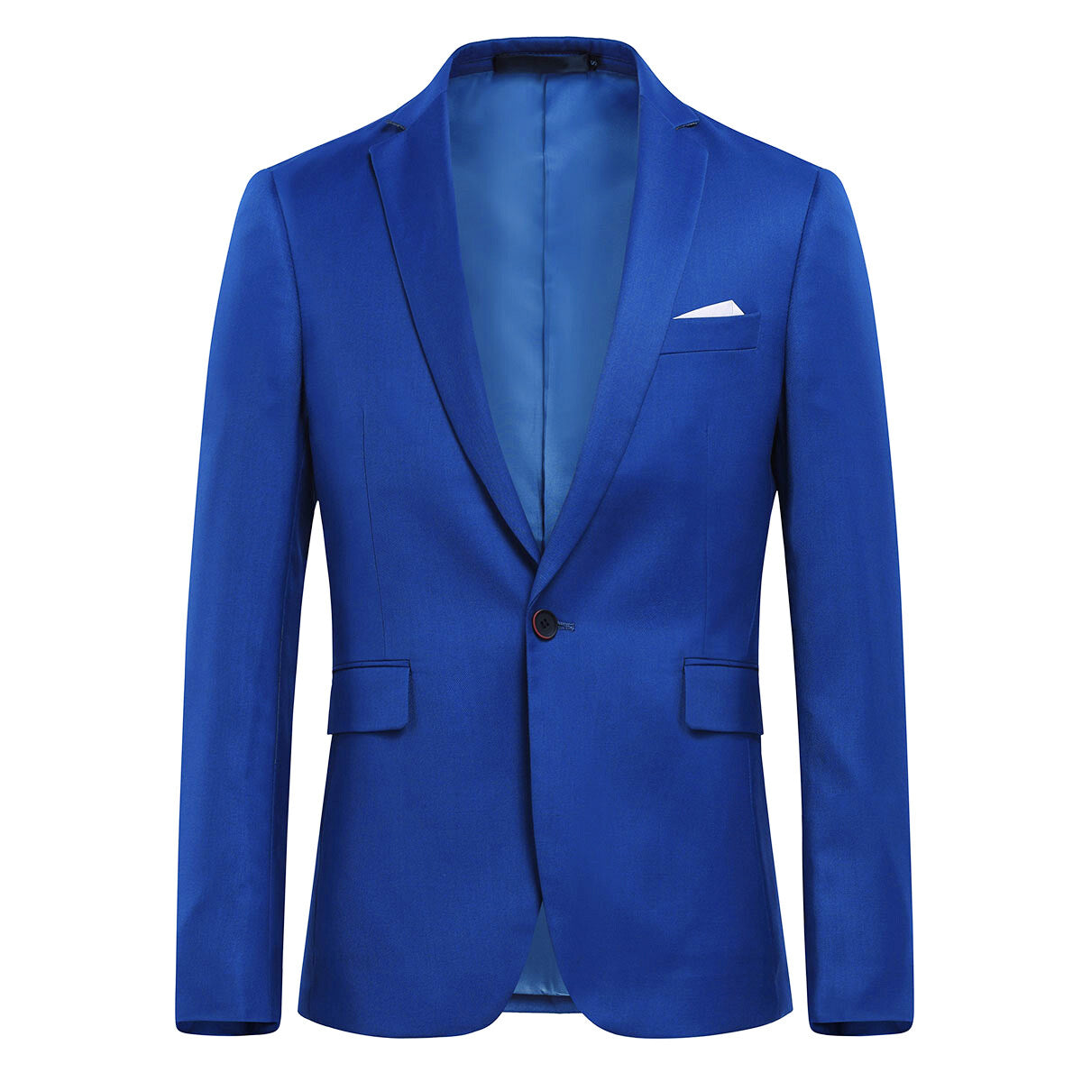 3-Piece Slim Fit Solid Blue Smart Wedding Formal Suit