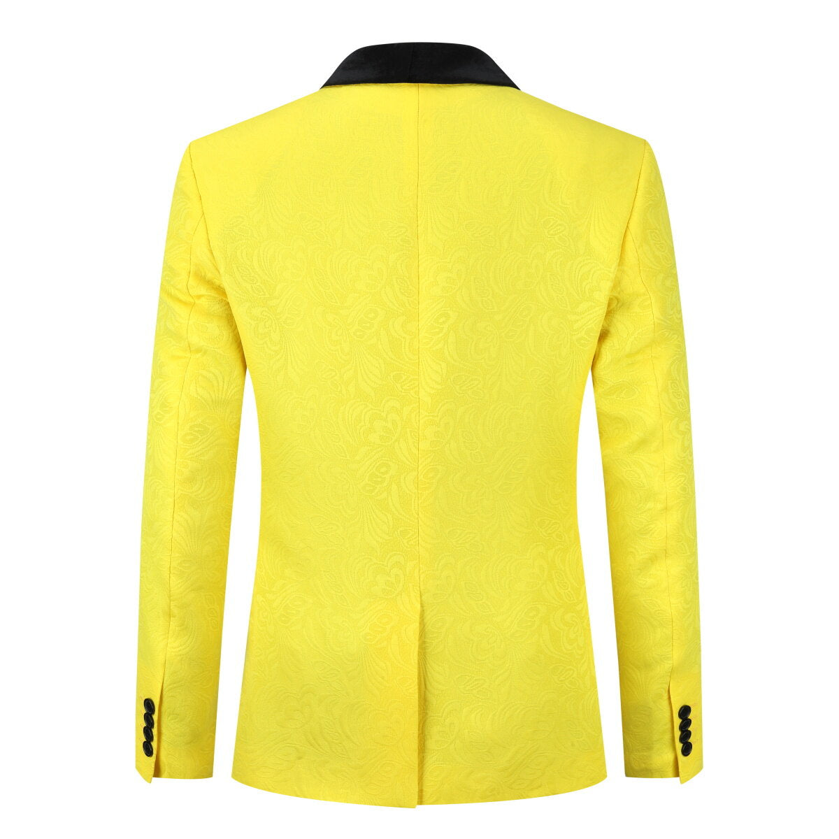 3-Piece Paisley Yellow Suit Shawl Collar Suit