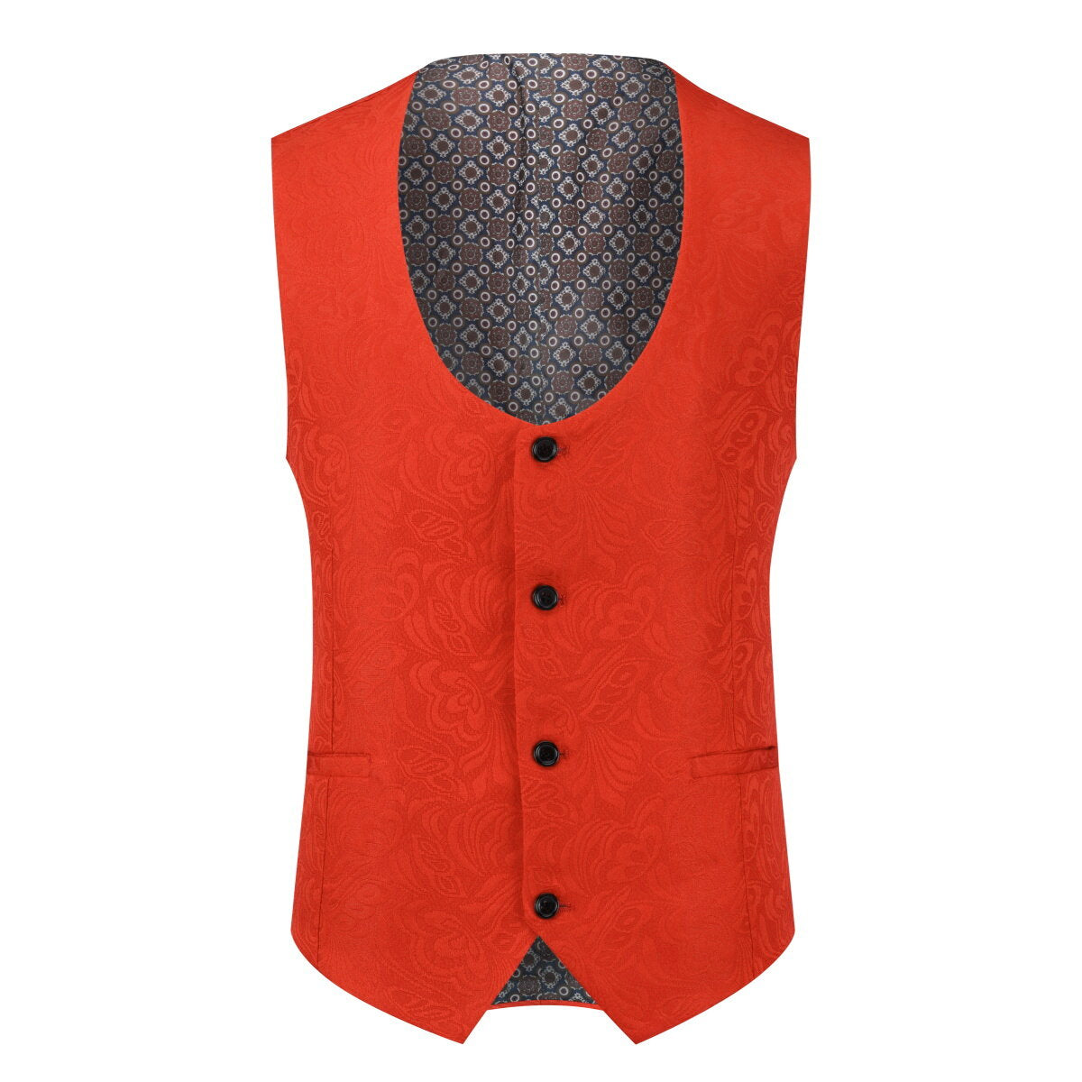 3-Piece Paisley Red Suit Shawl Collar Suit
