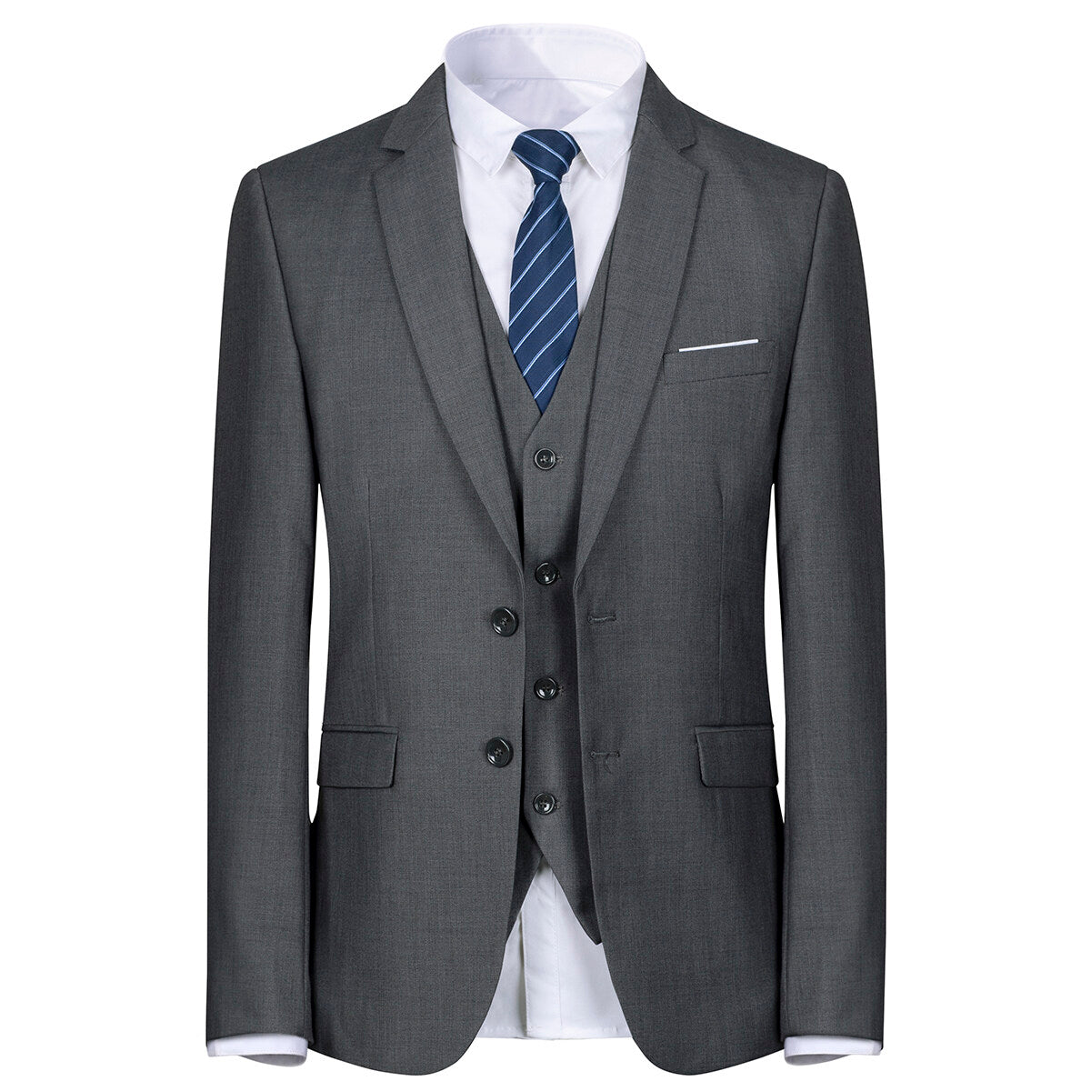 3-Piece DimGrey Notched Lapel Suit