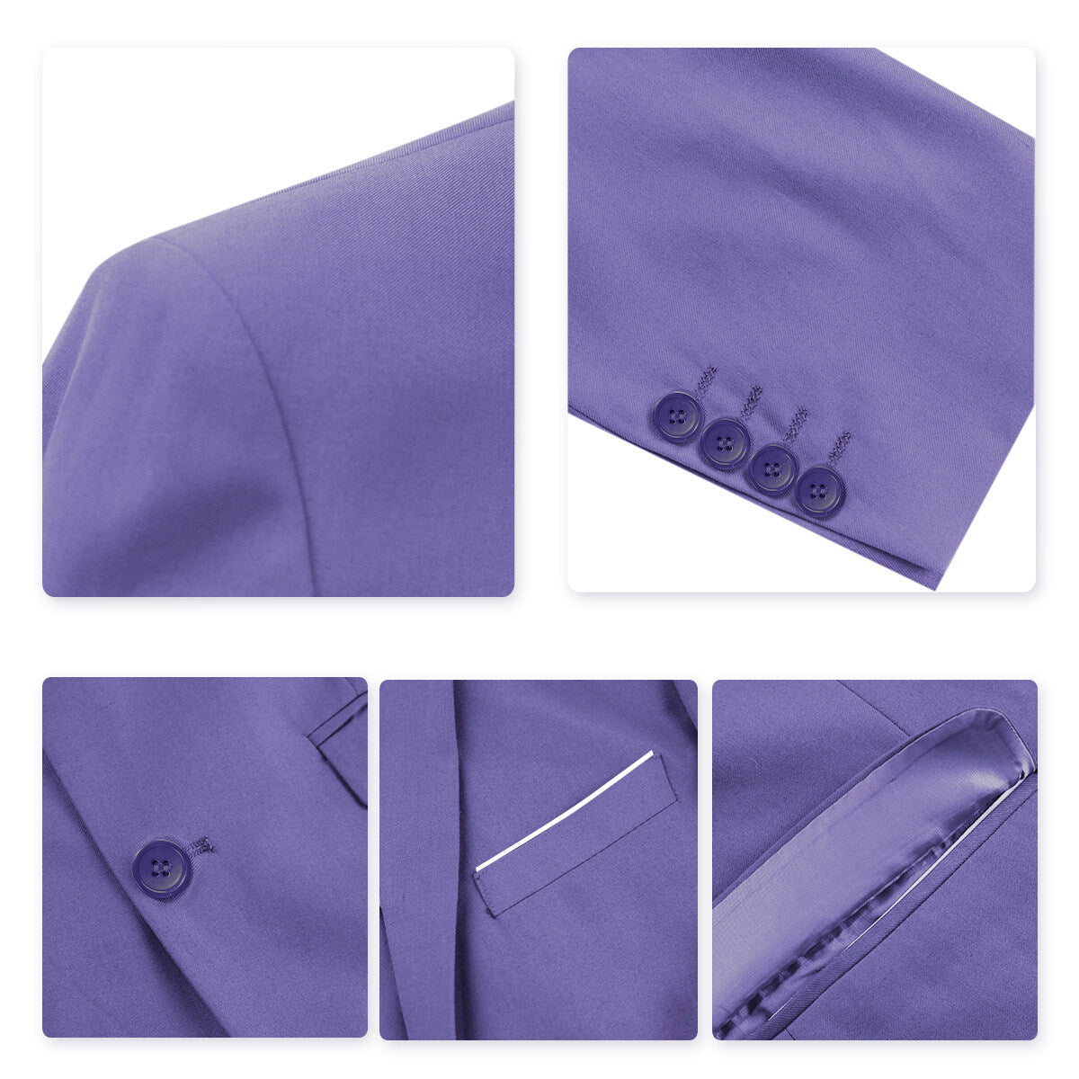 Violet 3-Piece Slim Fit Classic Suit