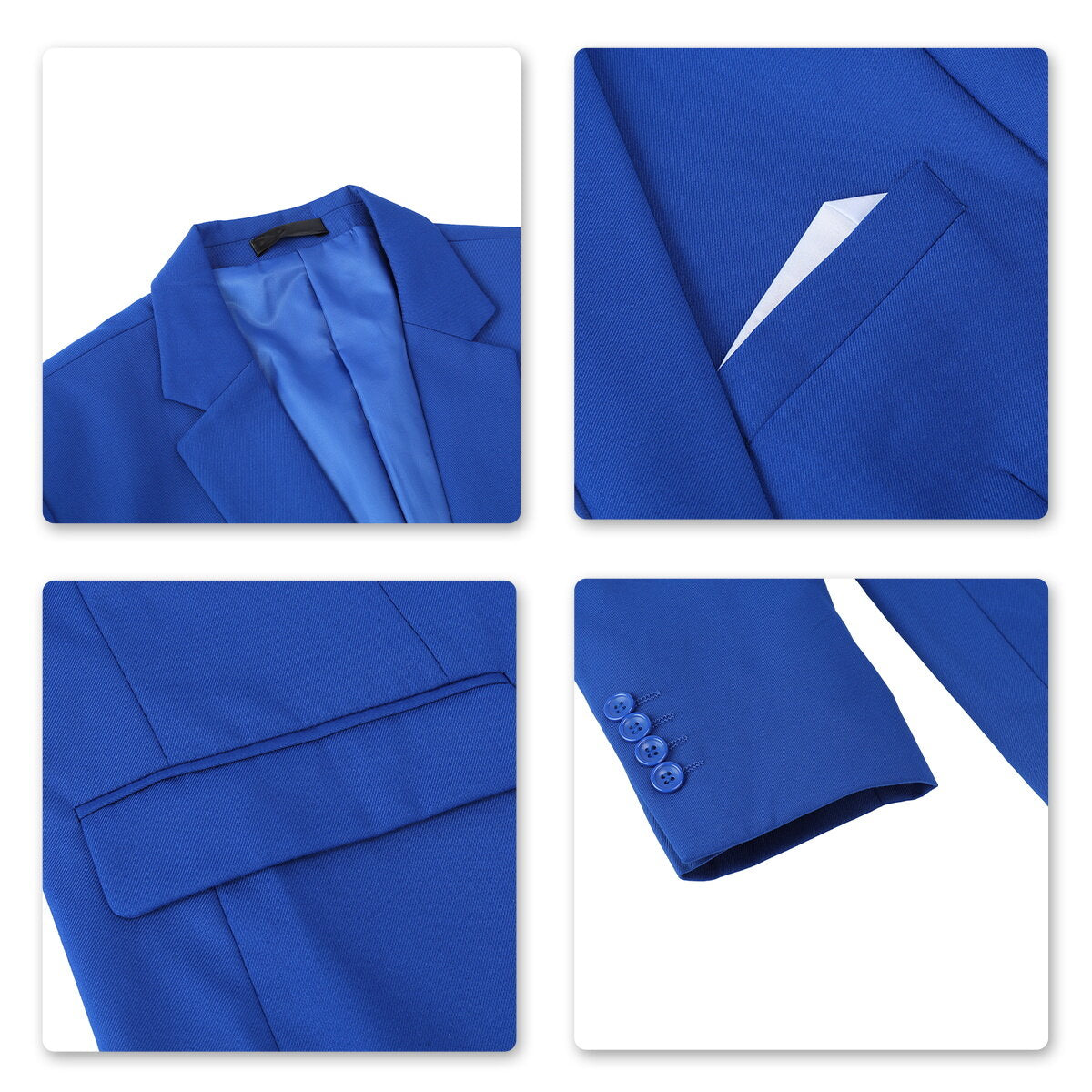 Mens 3 Piece Dress Suit Formal Casual Tux Vest Trousers Blue