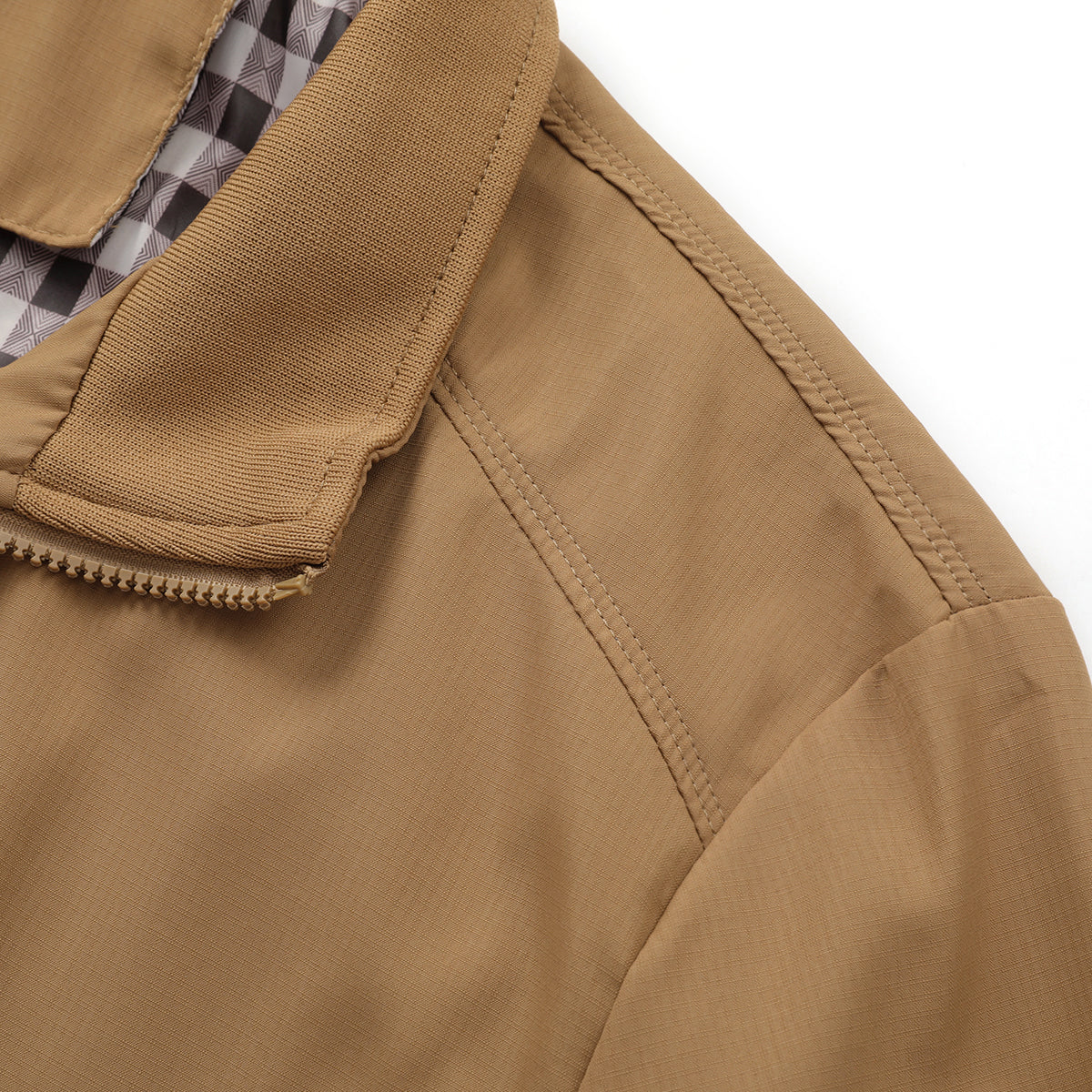Mens Solid Stand Collar Jacket khaki