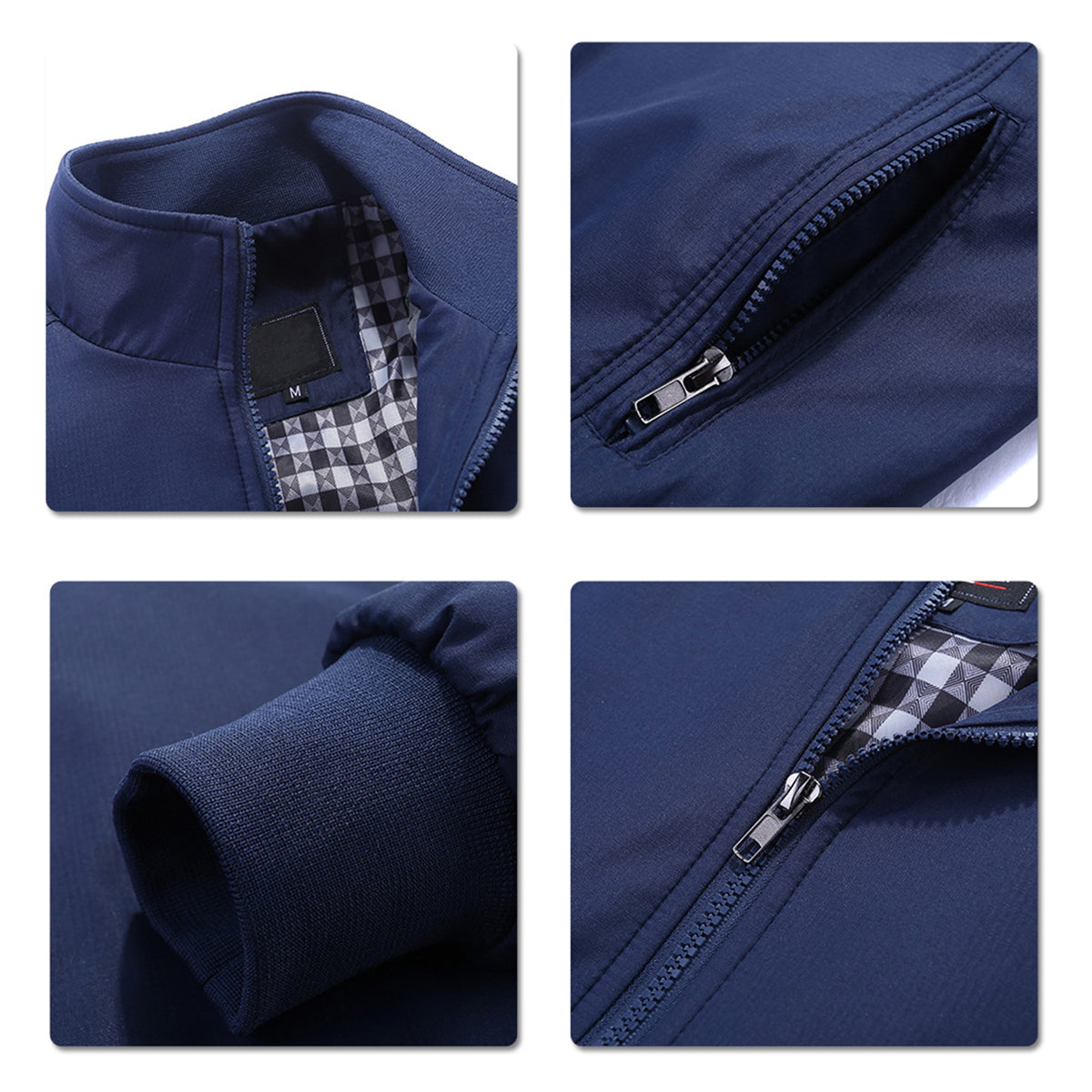Mens Solid Stand Collar Jacket Light Blue