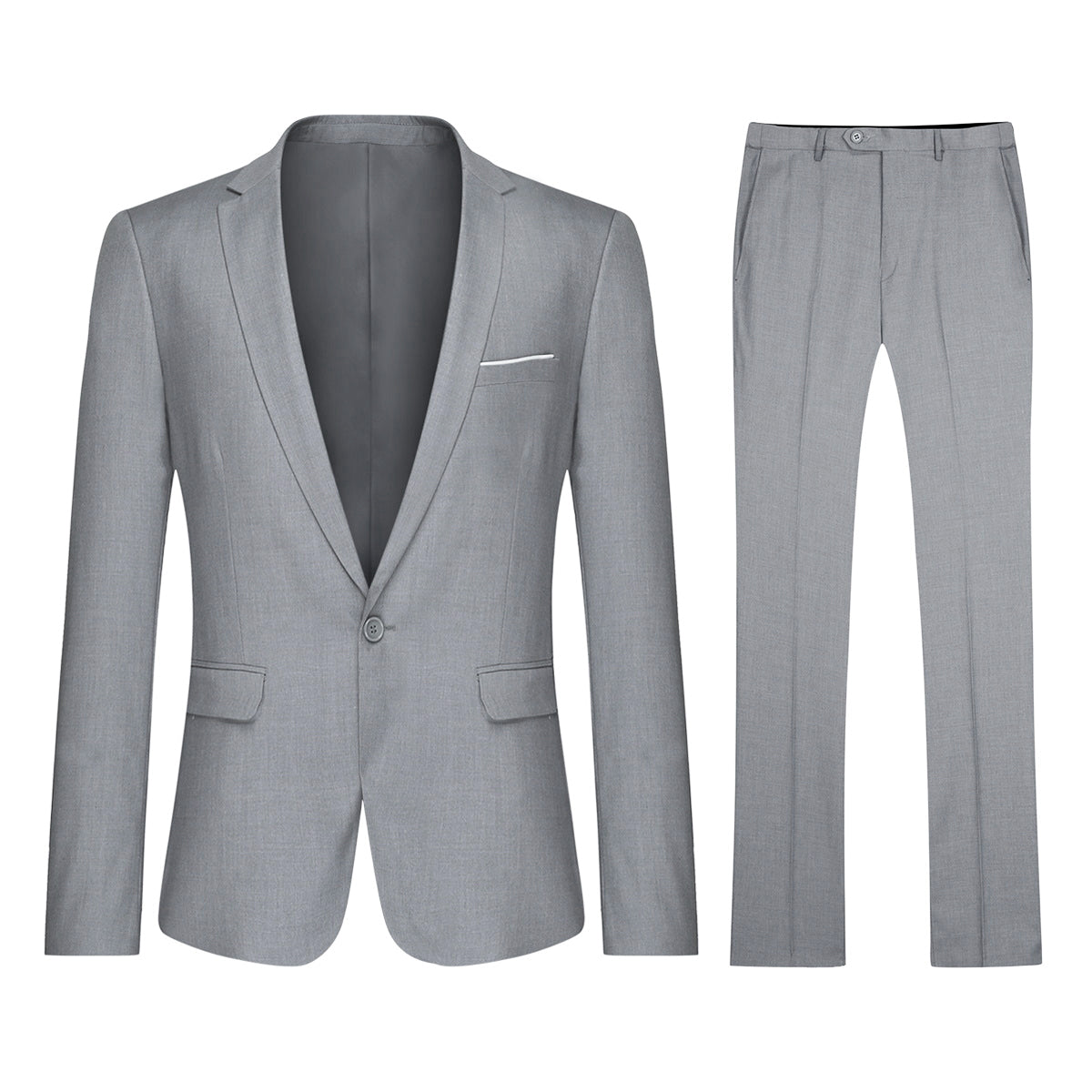2-teiliger Slim Fit Anzug in schlichtem Design in Hellgrau