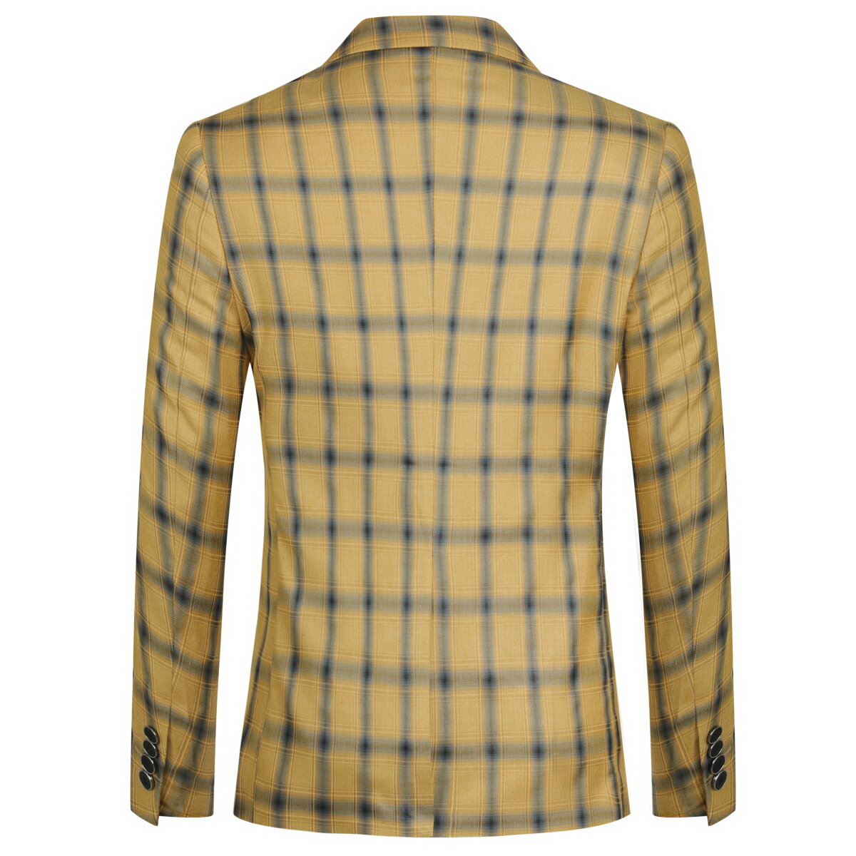 Plaid Stripe Suit Slim Fit 2-Piece Suit Yellow