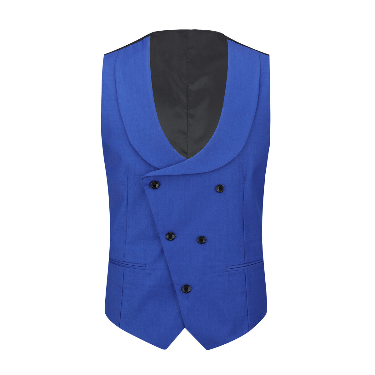 3-piece Fashionable One-Button Colorblock Suit Blue