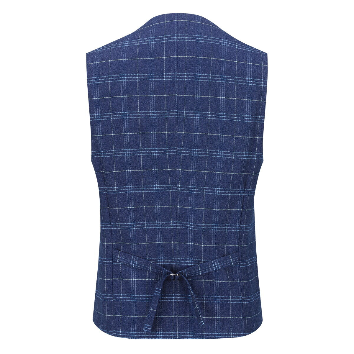 Mens 3-Piece Slim Fit Vintage Plaid Navy Suit