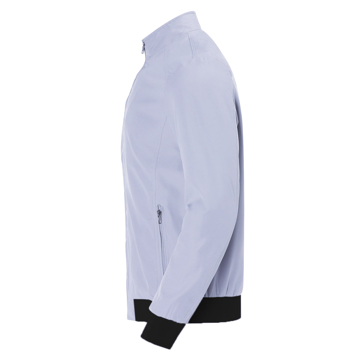Mens Solid Stand Collar Jacket Light Grey